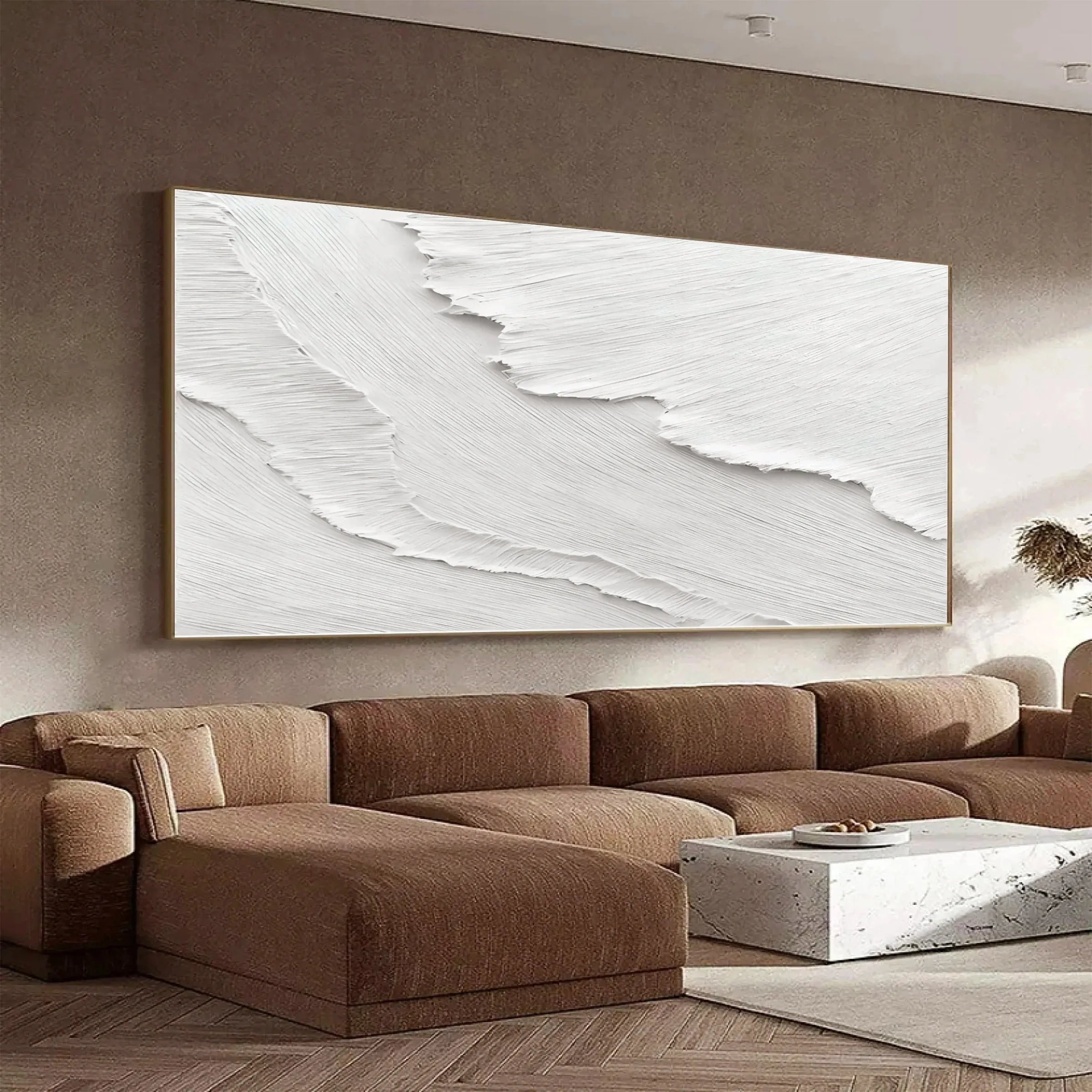 White Minimalist Textured Canvas #MT055