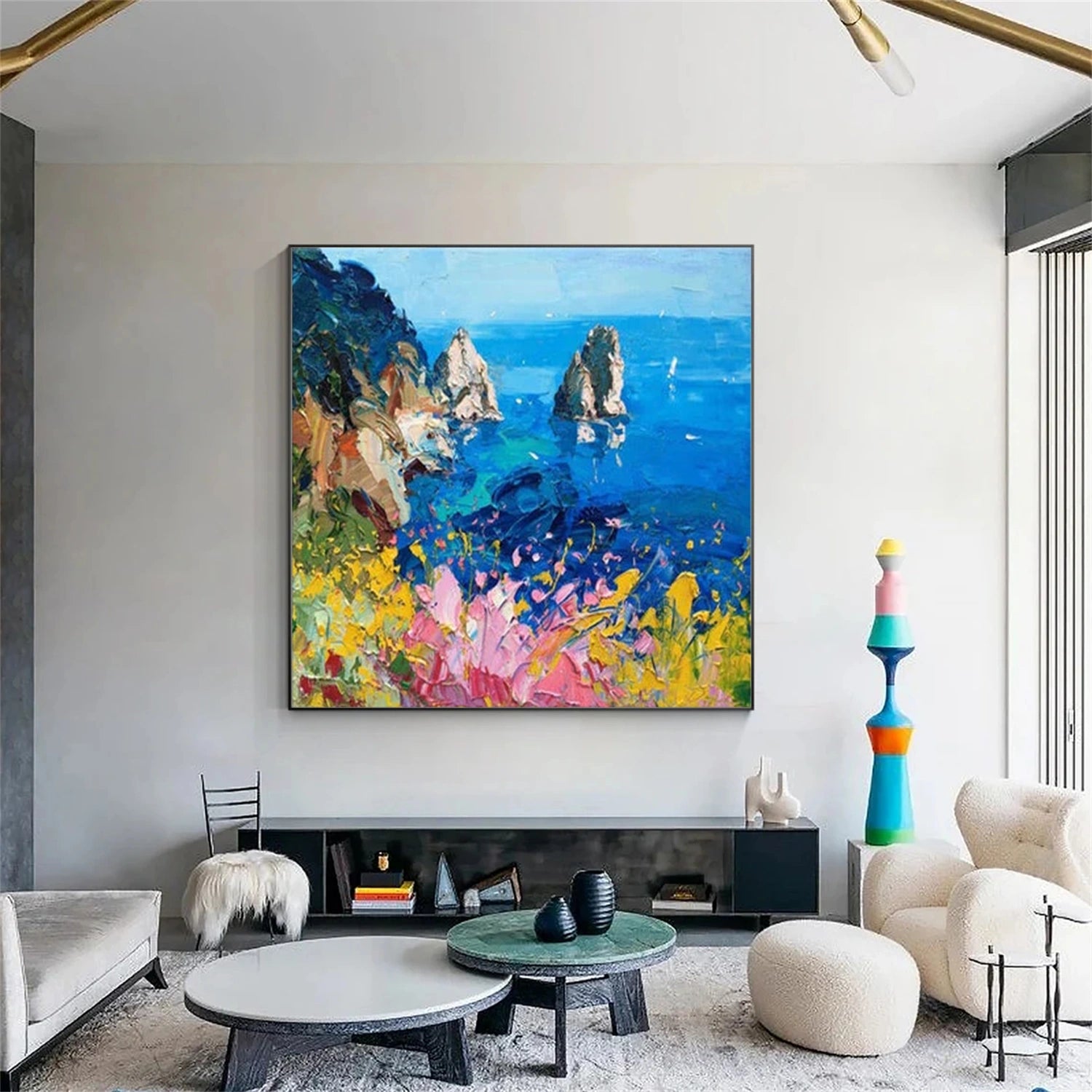 Ocean And Sky Abstract Textured  Wall Art #OS062