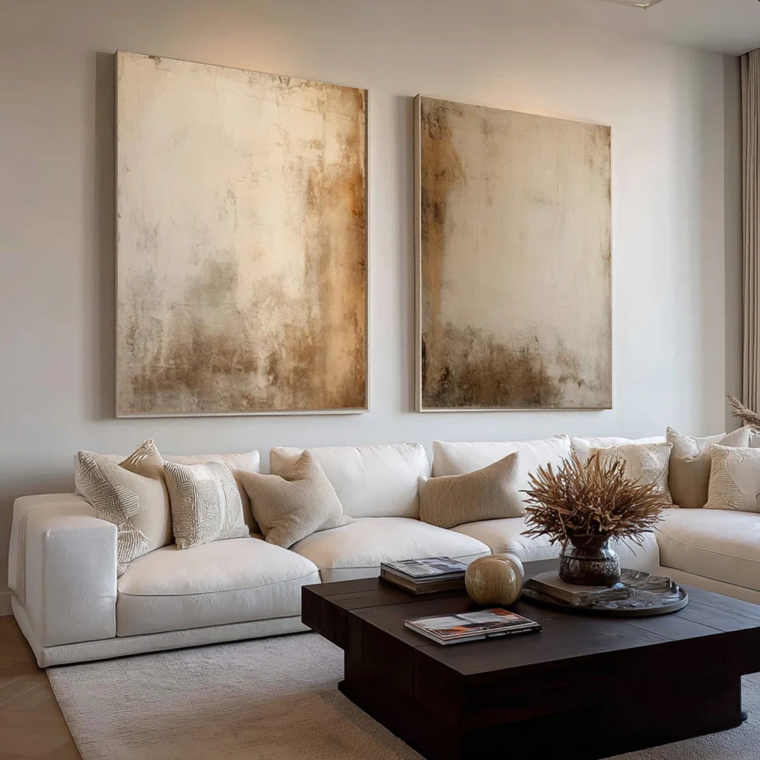 Beige and Brown Wabi Sabi Canvas Art Set of 2 #WS096