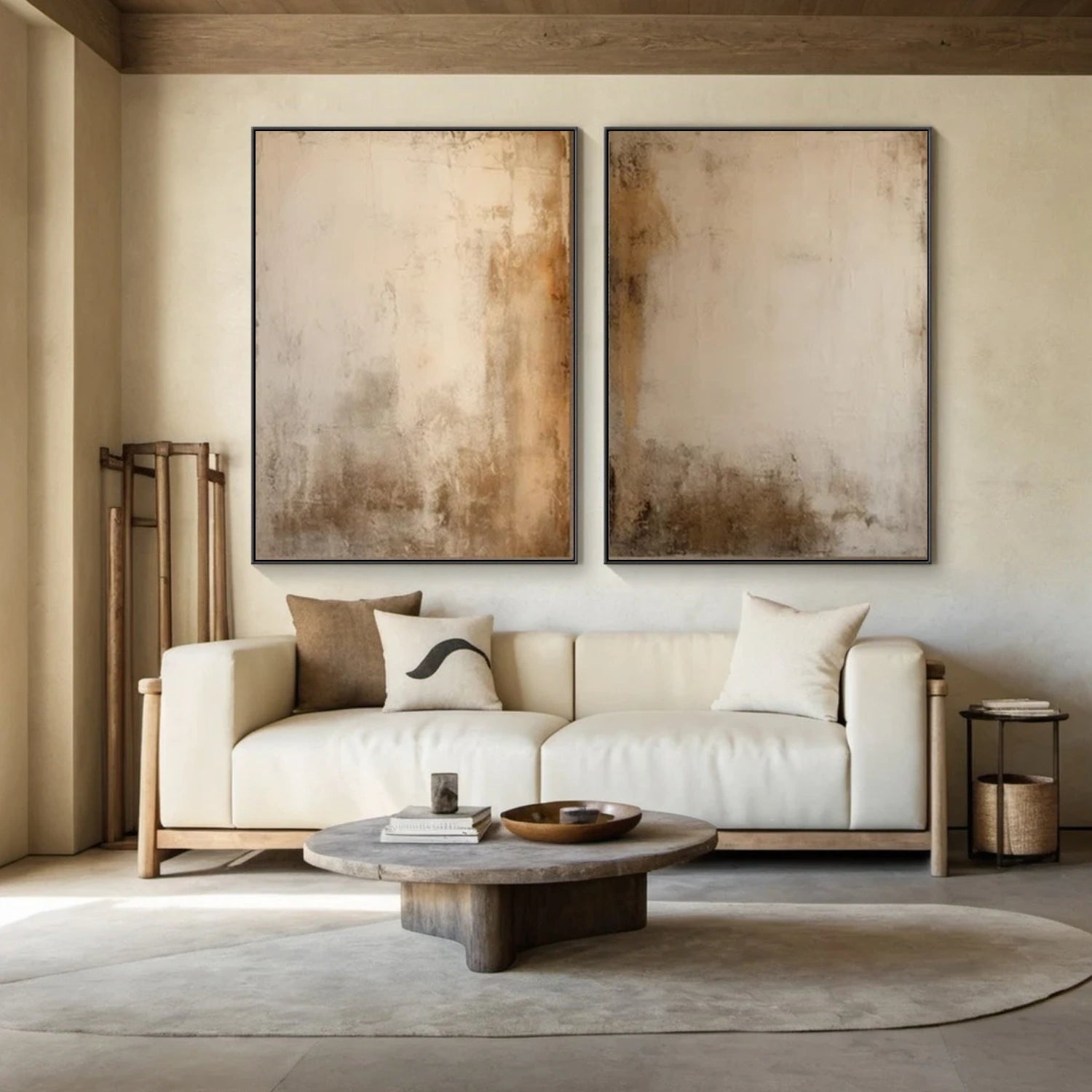 Beige and Brown Wabi Sabi Canvas Art Set of 2 #WS096