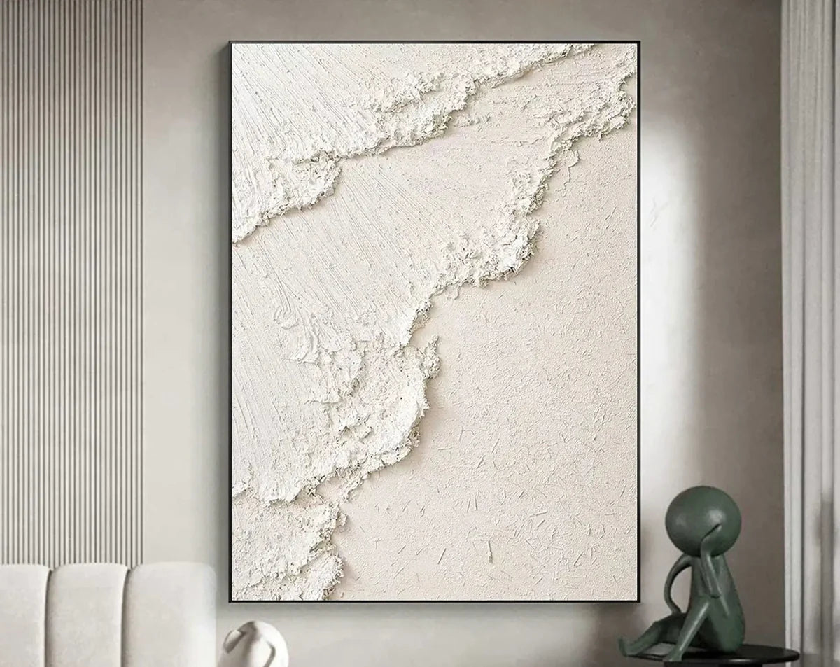 White Minimalist Textured Canvas #MT070