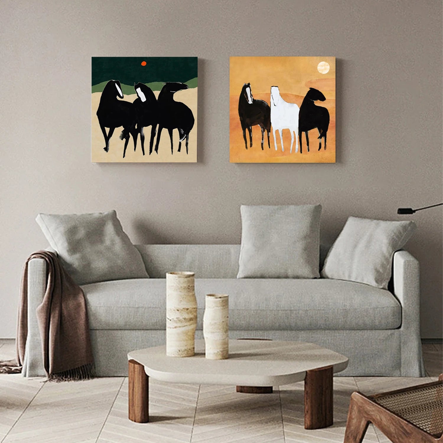 Abstract Animal Horse Wall Art Set of 2 #AC051