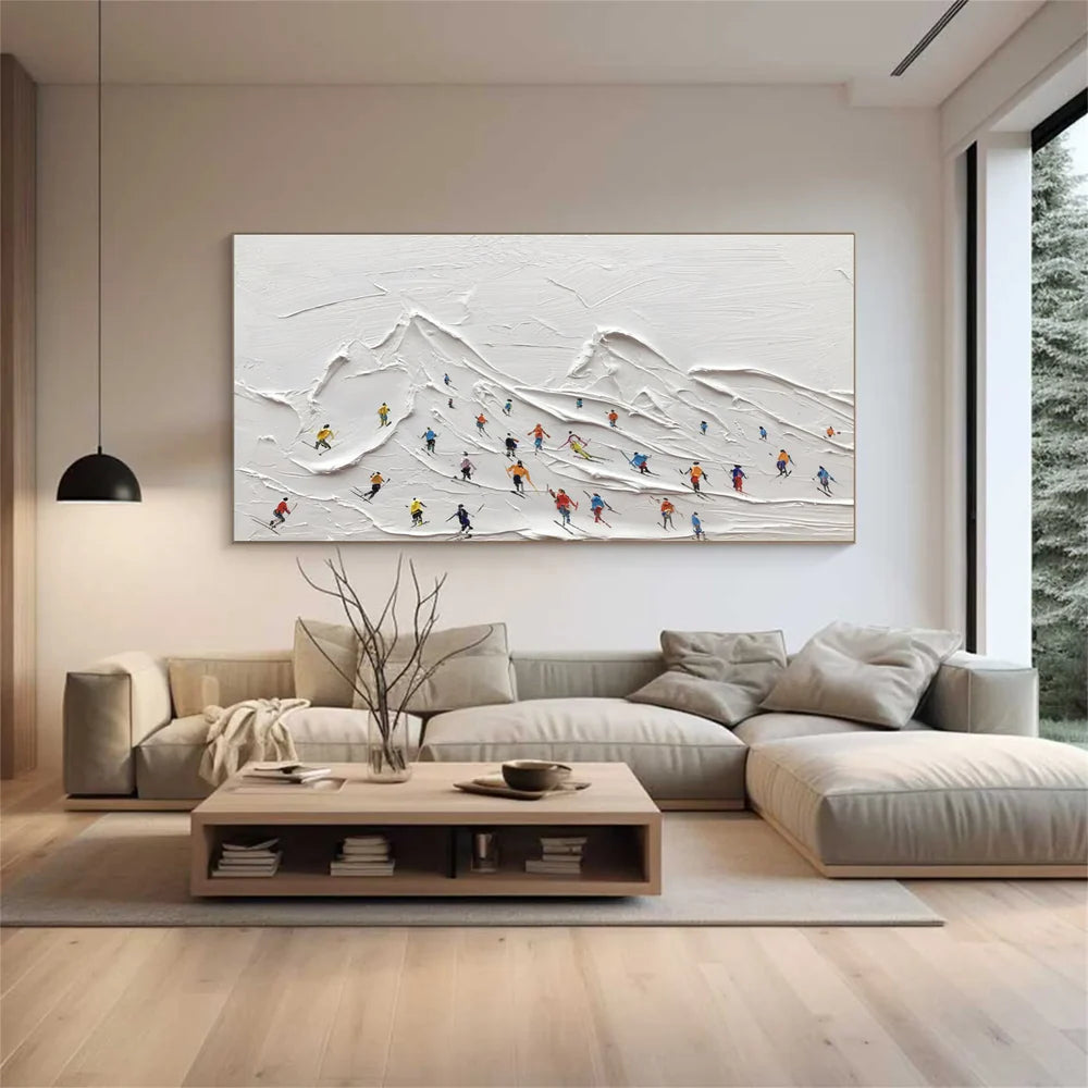 Skiing Sport Textured Wall Art #MS024