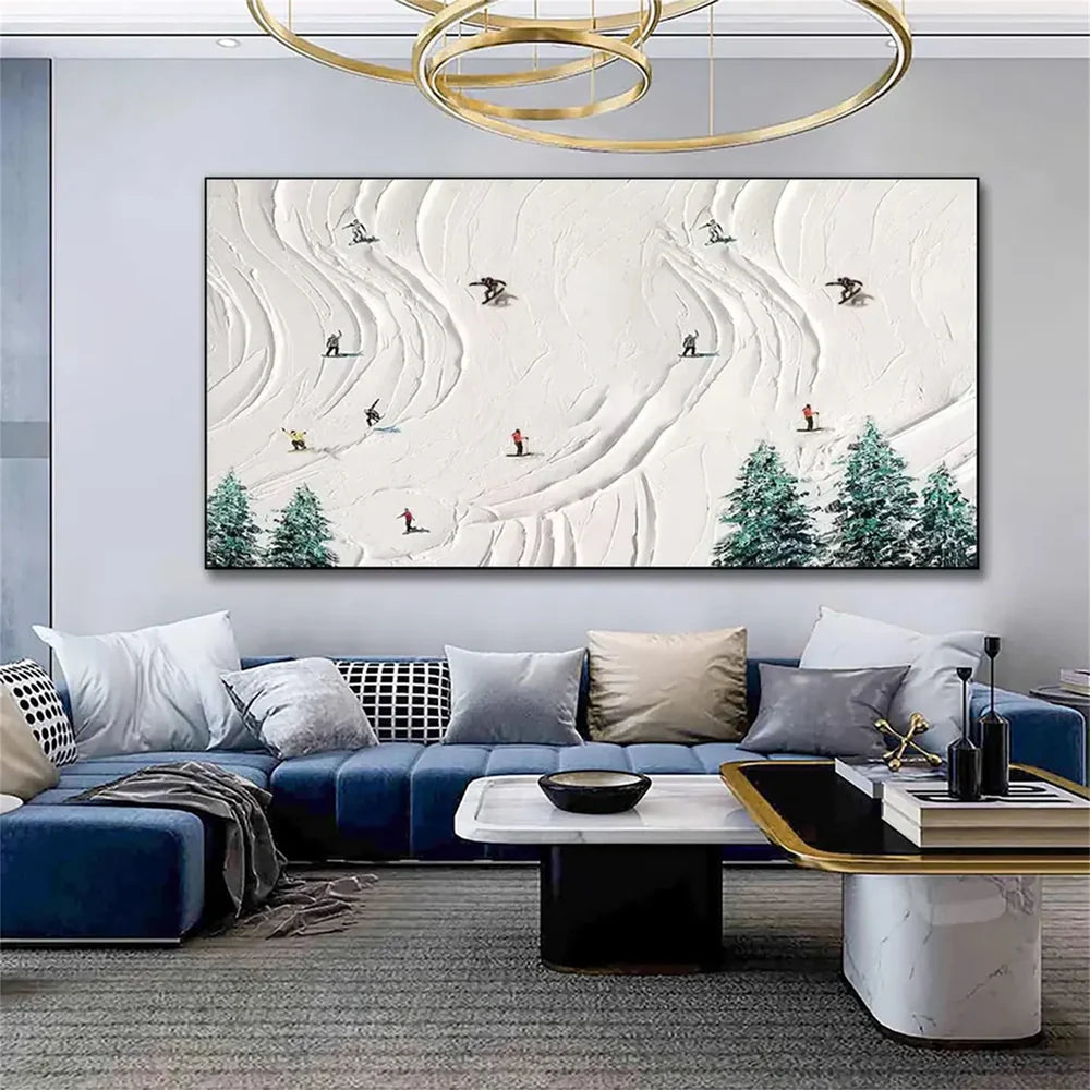 Skiing Sport Textured Wall Art #MS025