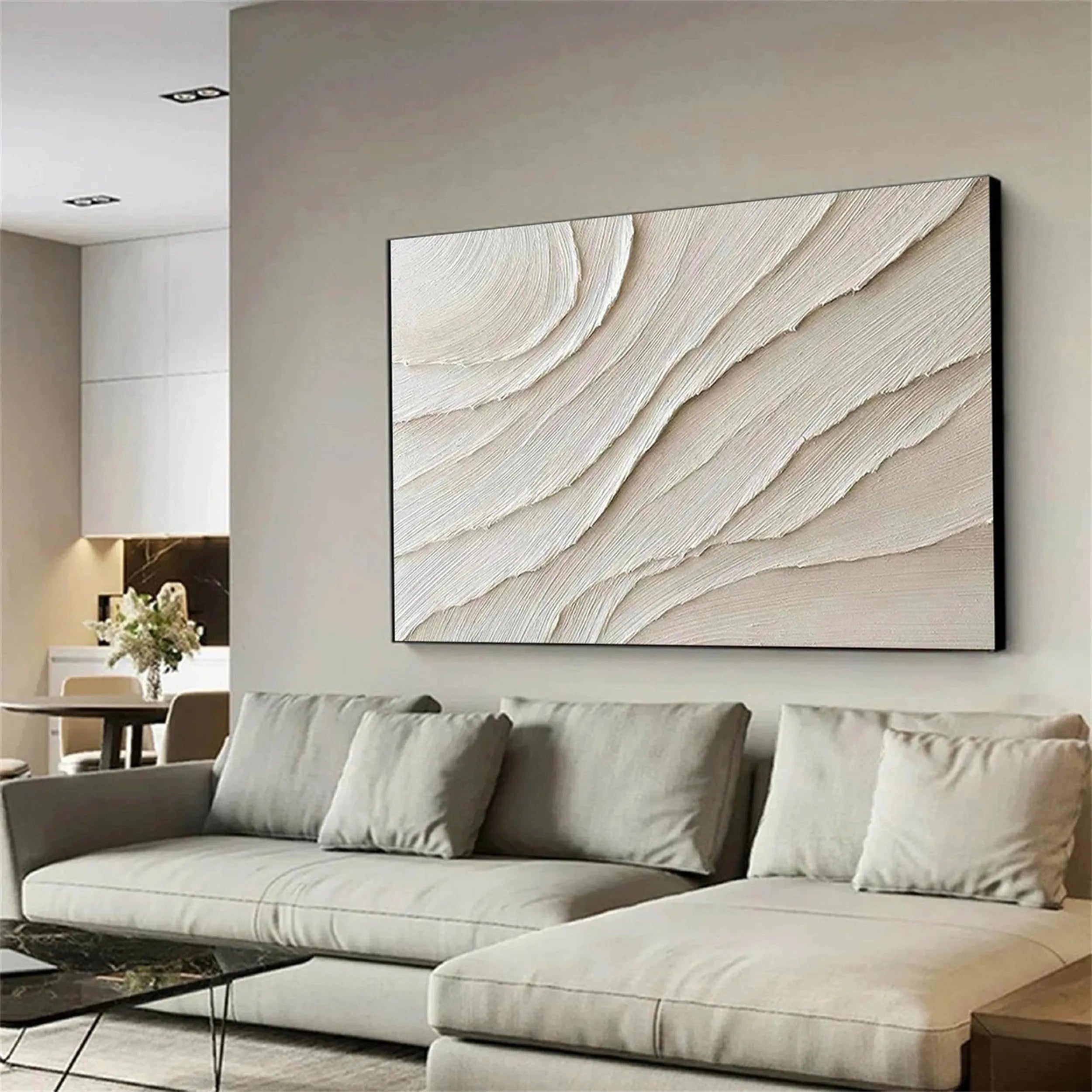 White Minimalist Textured Canvas #MT057