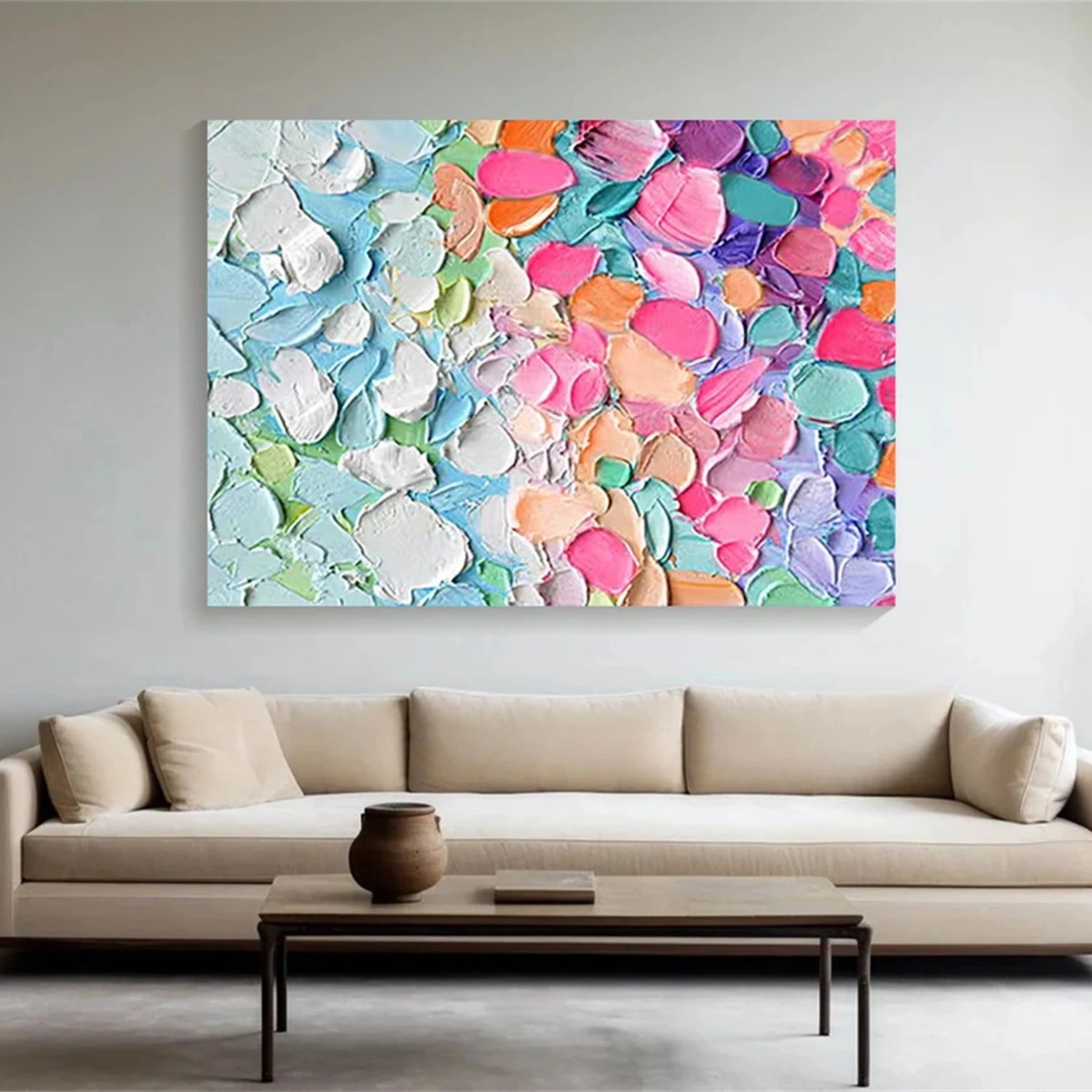 Colorful Abstract Textured Painting Canvas #AT075