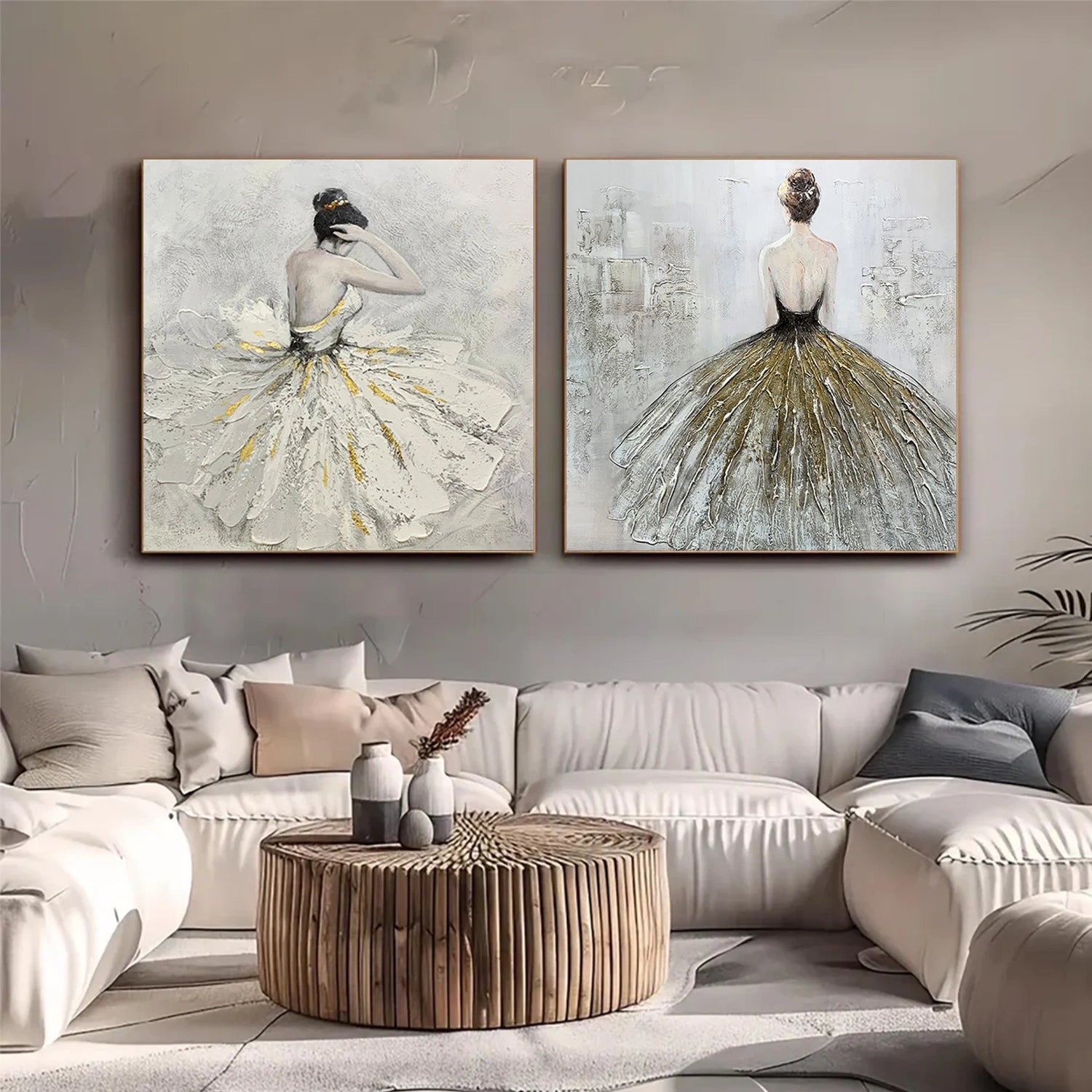 Abstract People Canvas Art Set of 2 #AE033