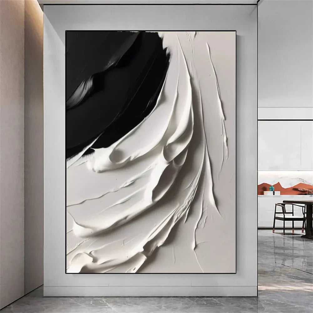 White and Black Minimalist Textured Canvas #MT052