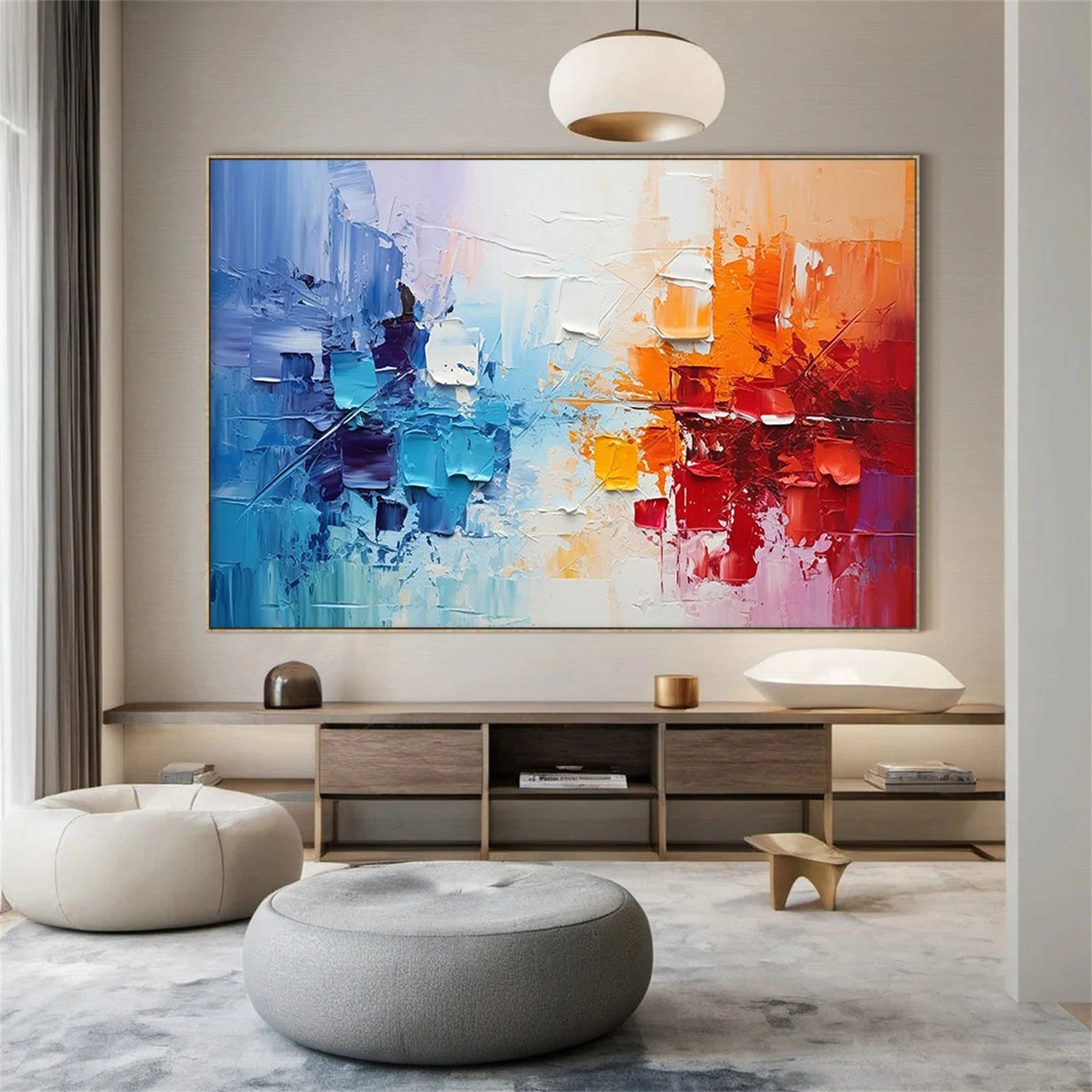 Colorful Abstract Textured Painting Canvas #AT084