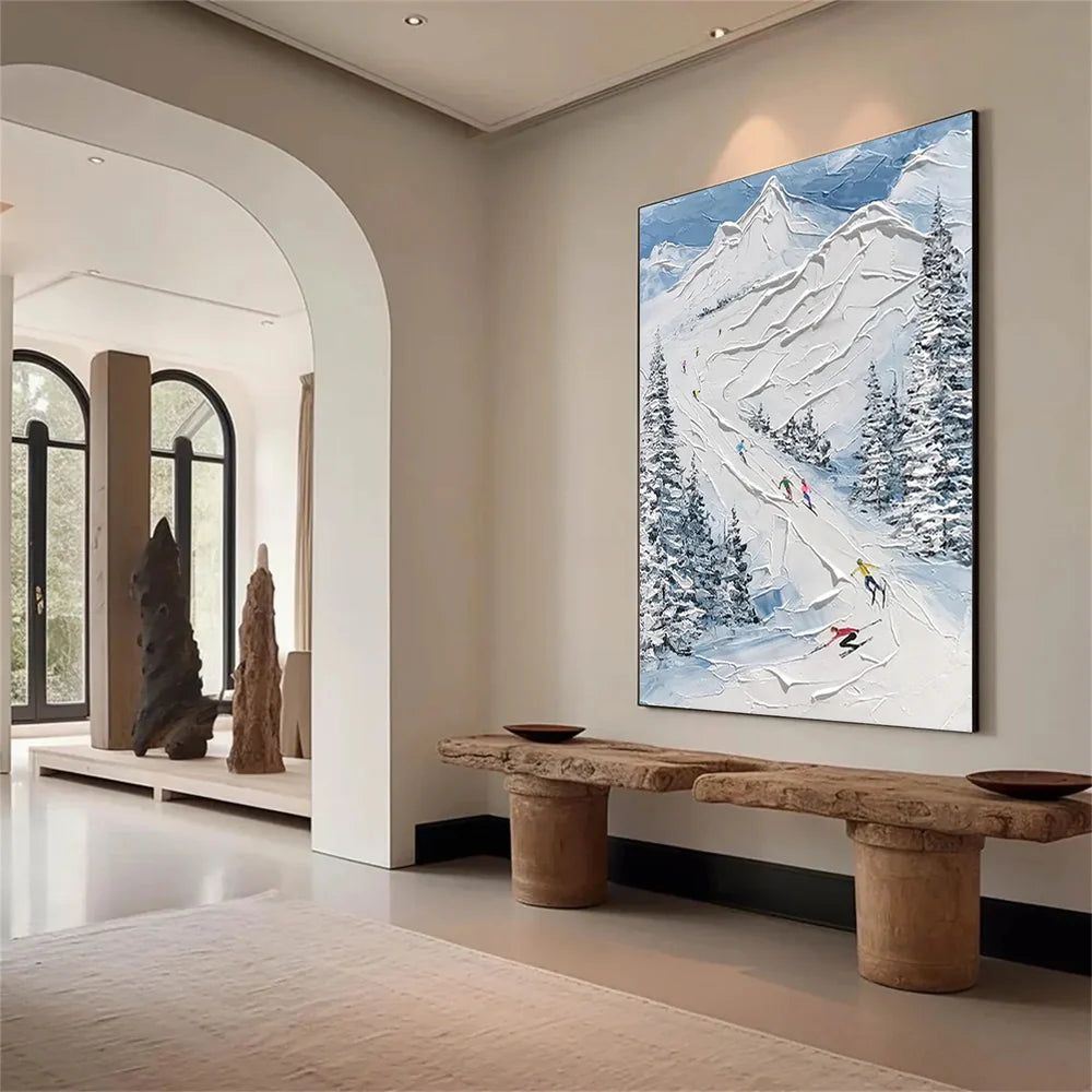 Skiing Sport Textured Wall Art #MS021