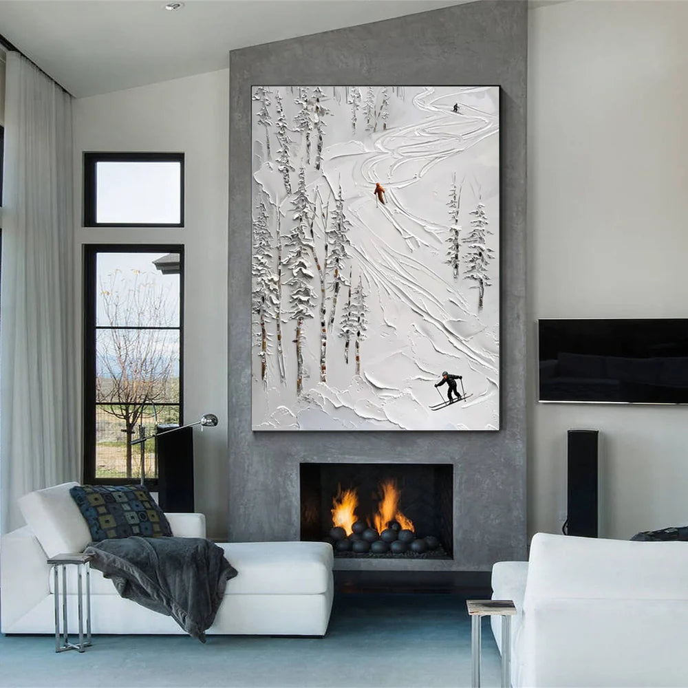 Skiing Sport Textured Wall Art #MS039