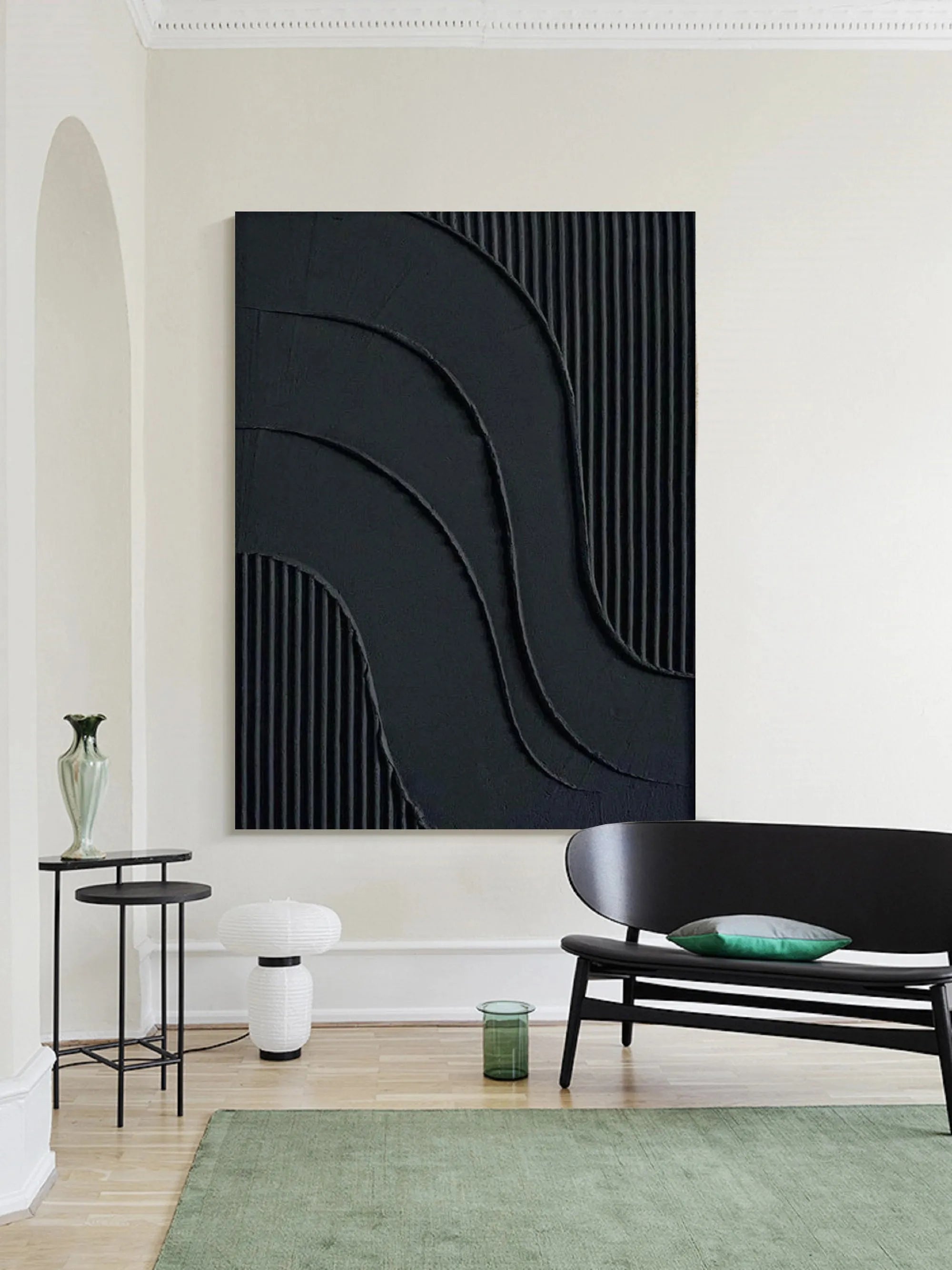 Black Minimalist Textured Canvas #MT063