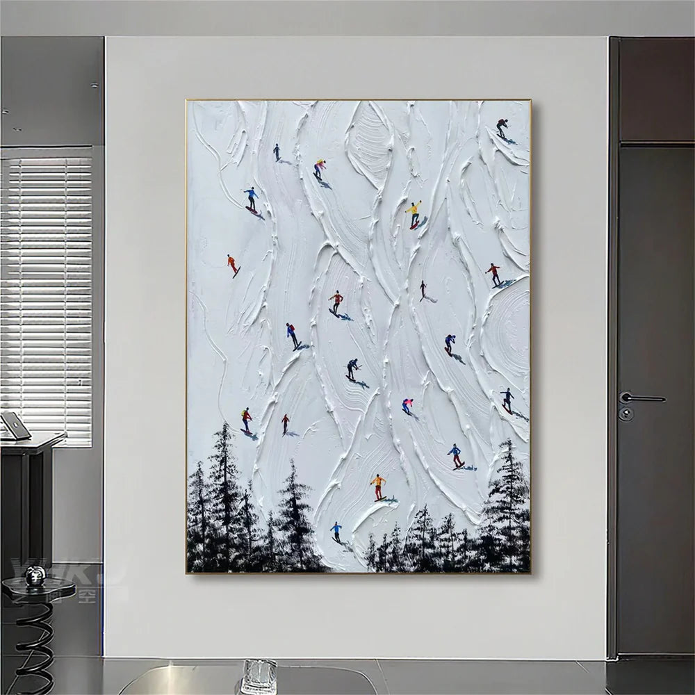 Skiing Sport Textured Wall Art #MS019