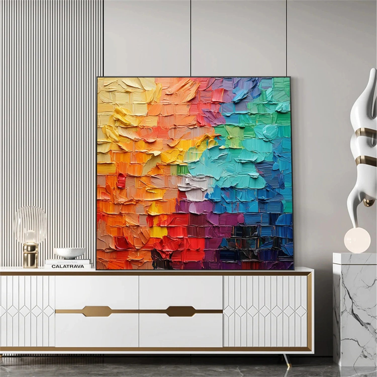 Colorful Abstract Textured Painting Canvas #AT076