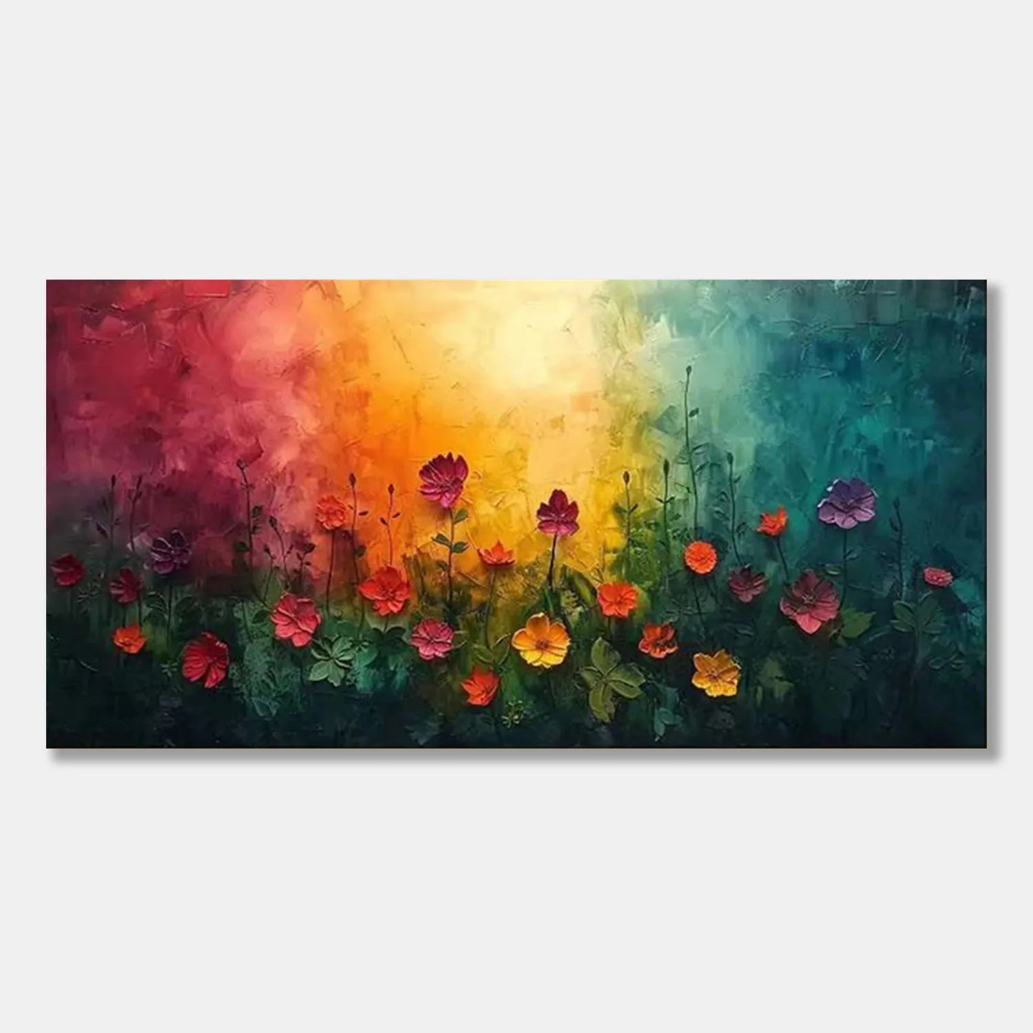 Colorful Flower Textured Painting Canvas #FP027