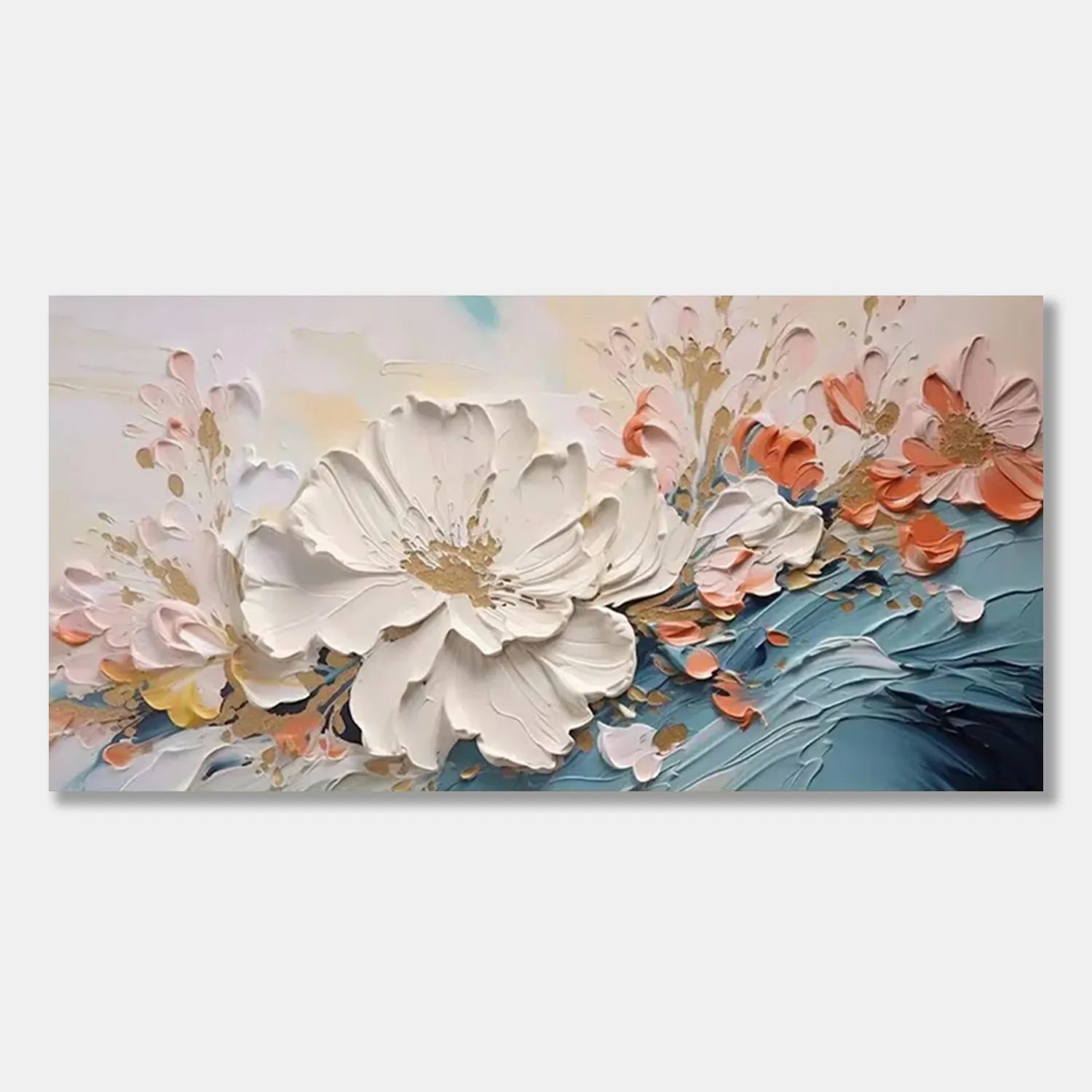 Colorful Flower Textured Painting Canvas #FP011