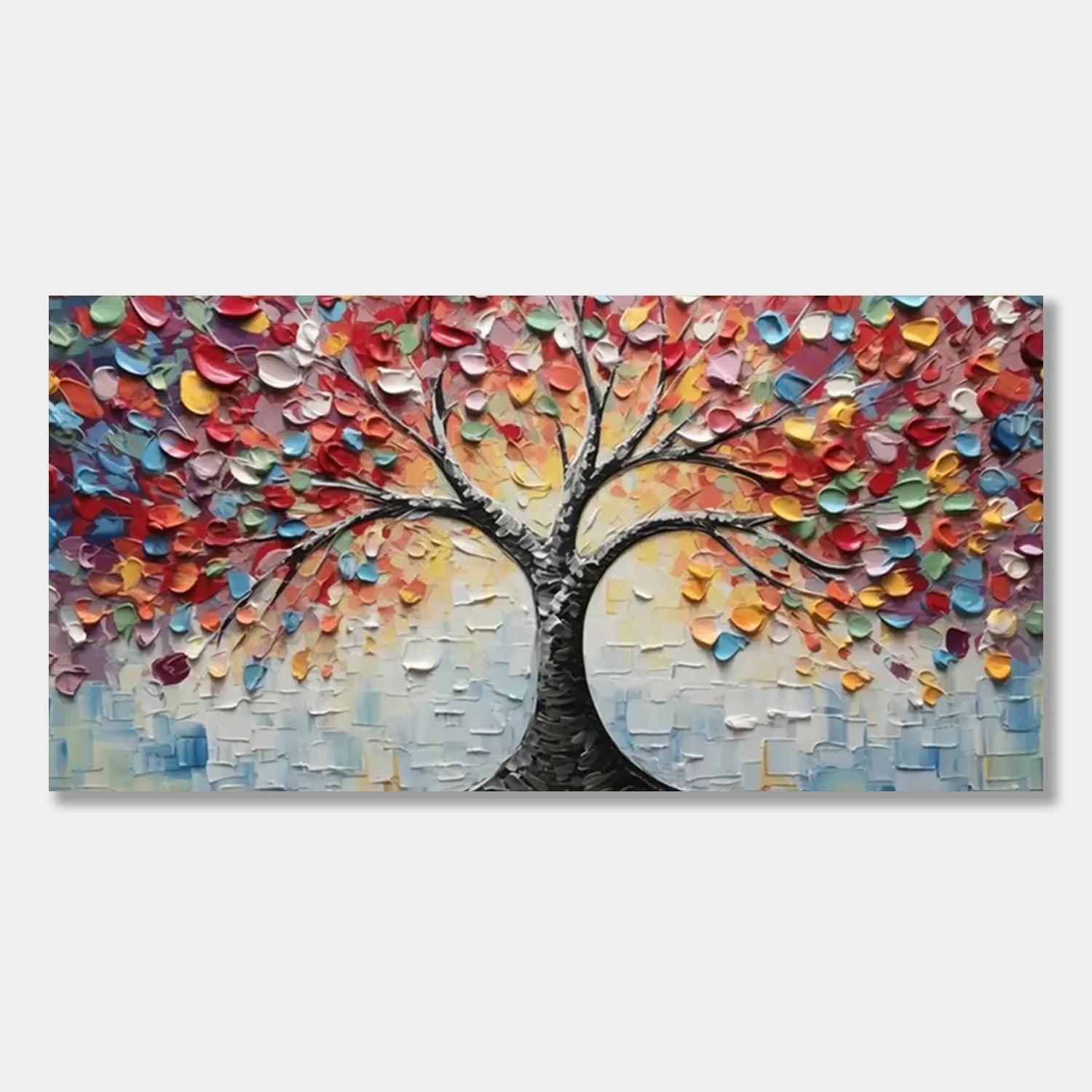 Colorful Tree Textured Painting Canvas #TP008