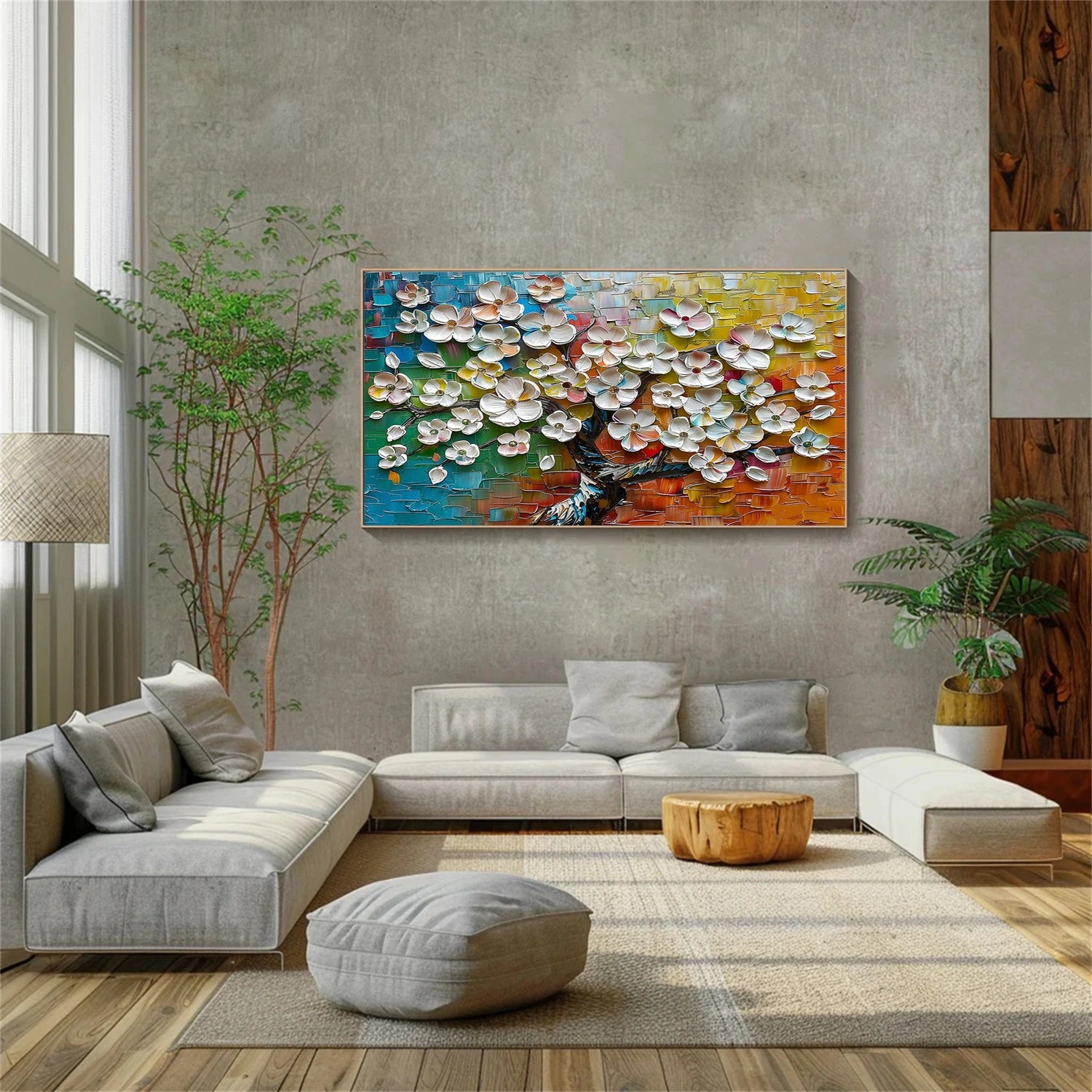 Colorful Flower Abstract Textured Wall Art #FP146