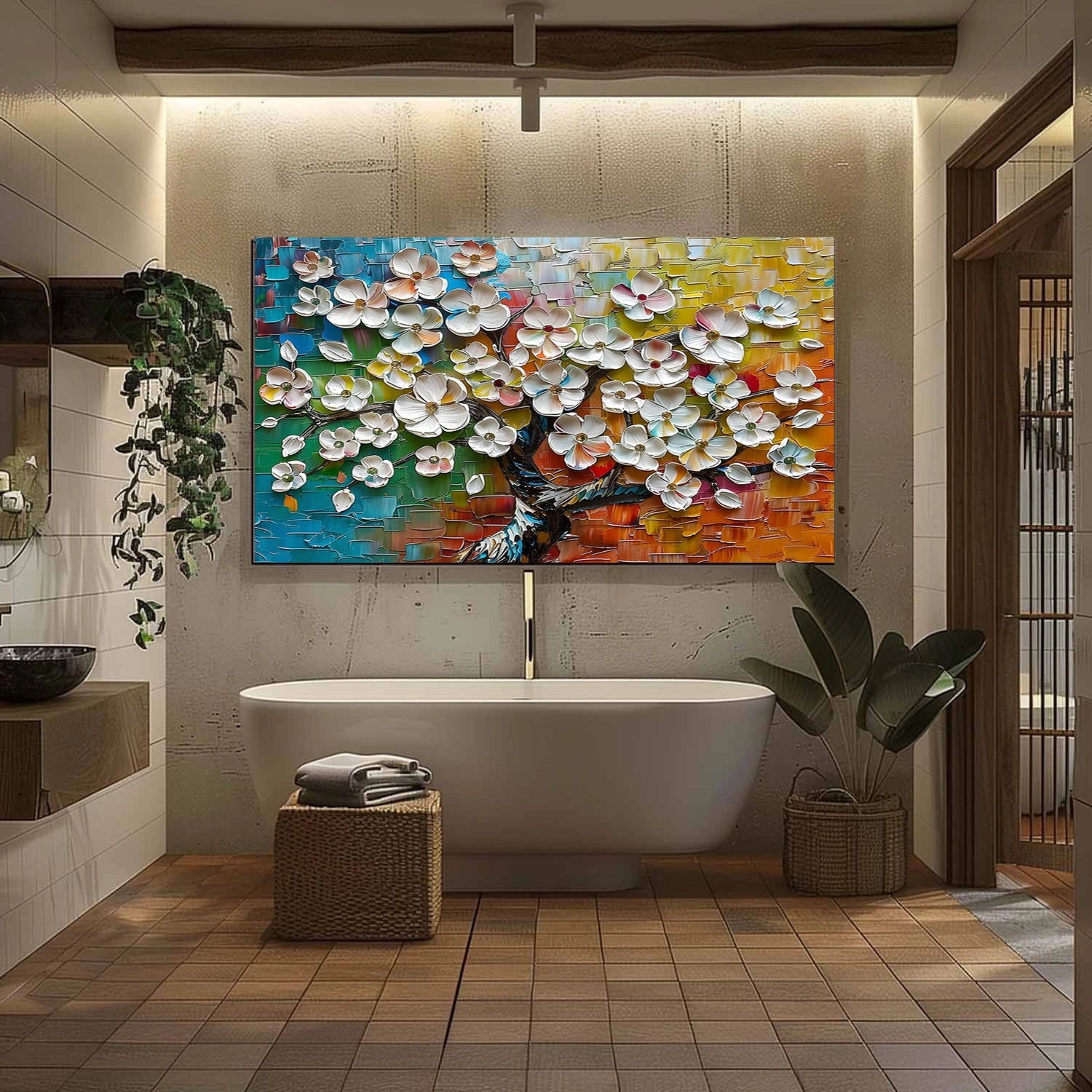 Colorful Flower Abstract Textured Wall Art #FP146