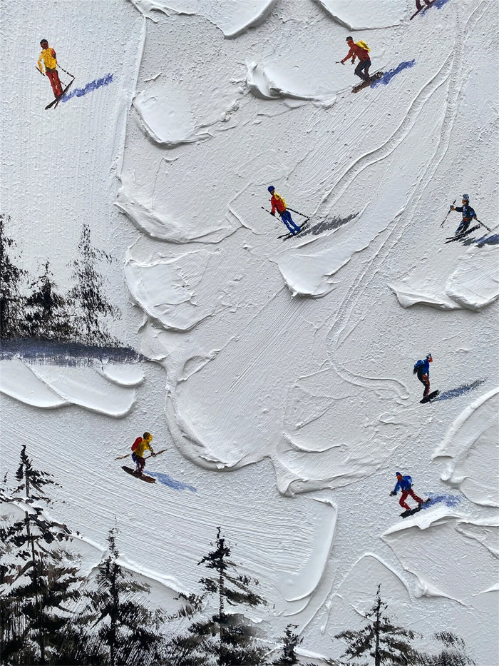 Skiing Sport Textured Wall Art #MS018