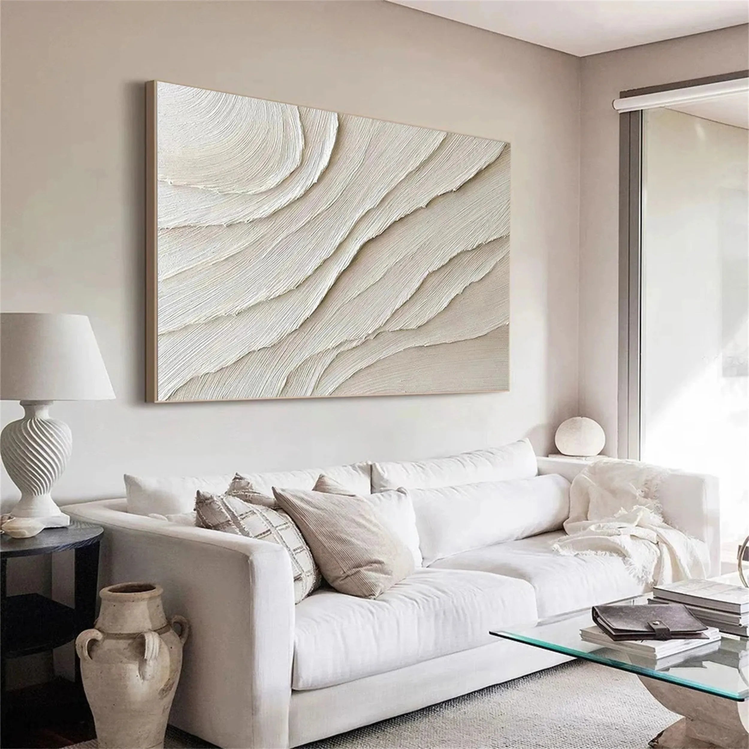 White Minimalist Textured Canvas #MT057