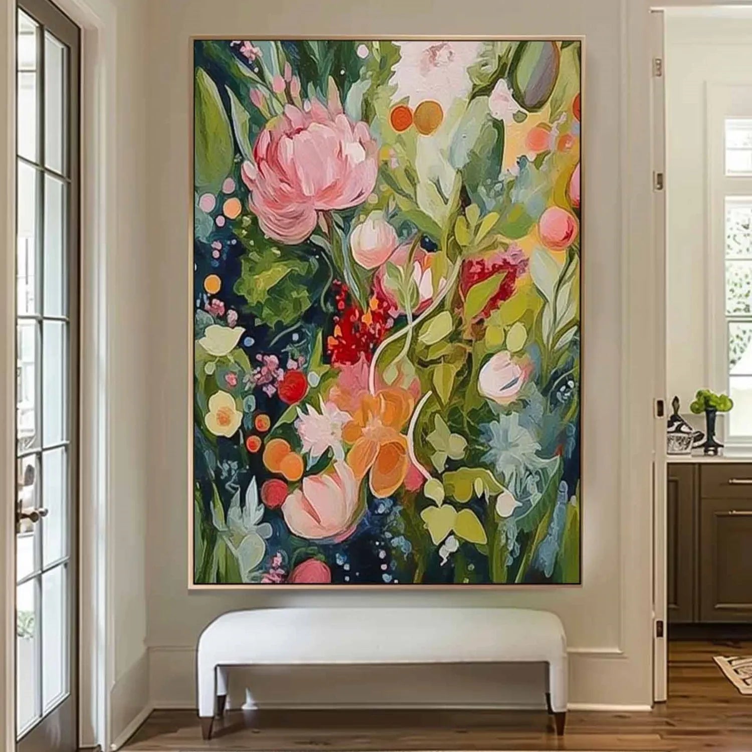 Colorful  Flower Textured Painting Canvas #FP026