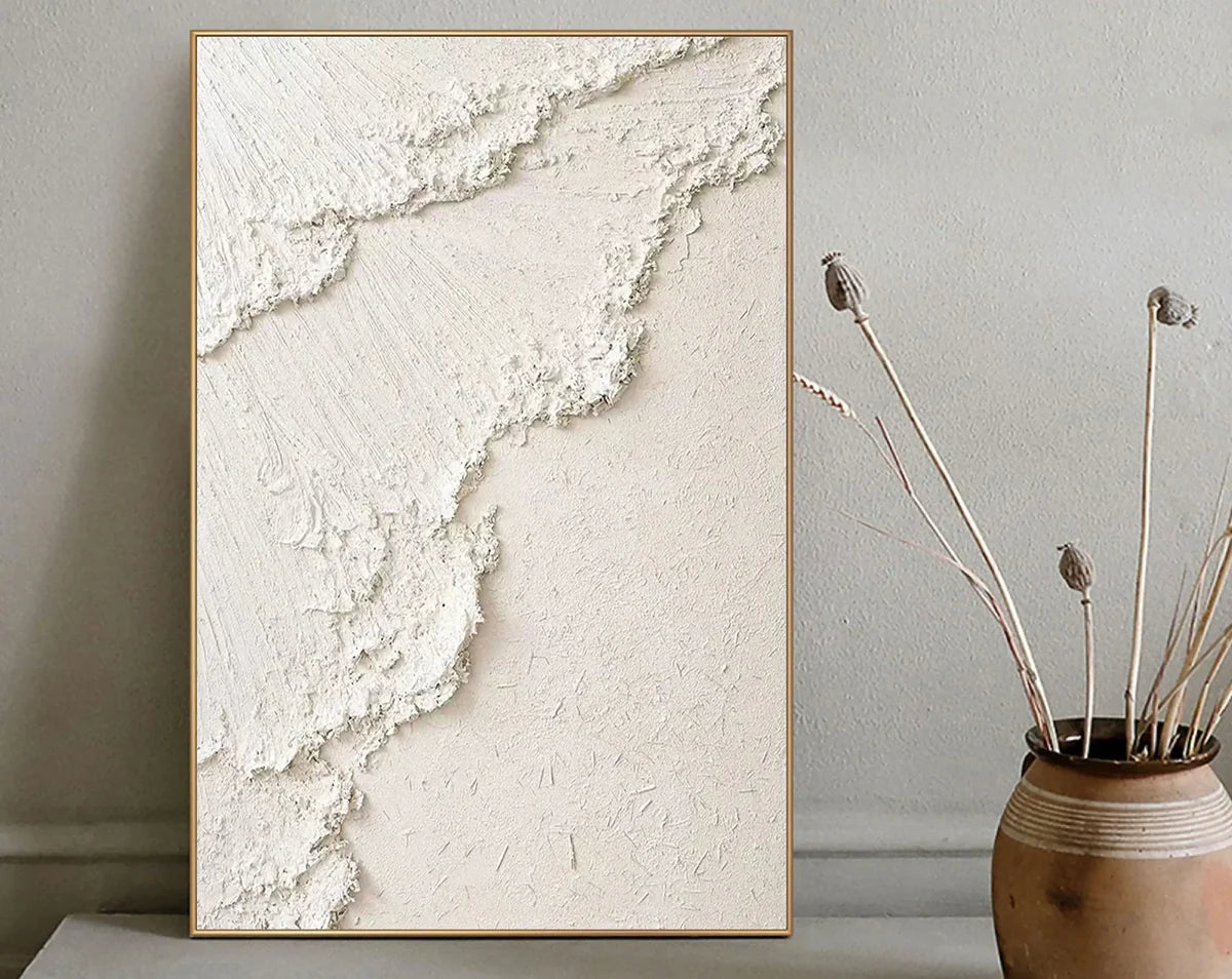 White Minimalist Textured Canvas #MT070