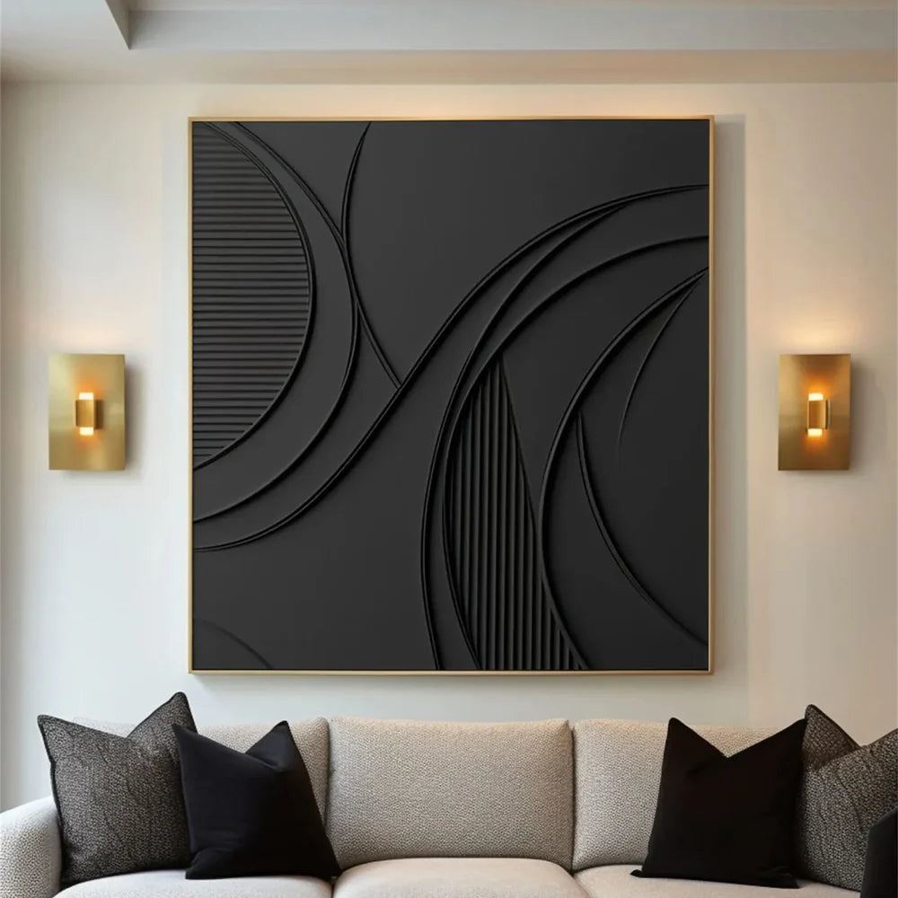 Black Minimalist Textured Canvas #MT101