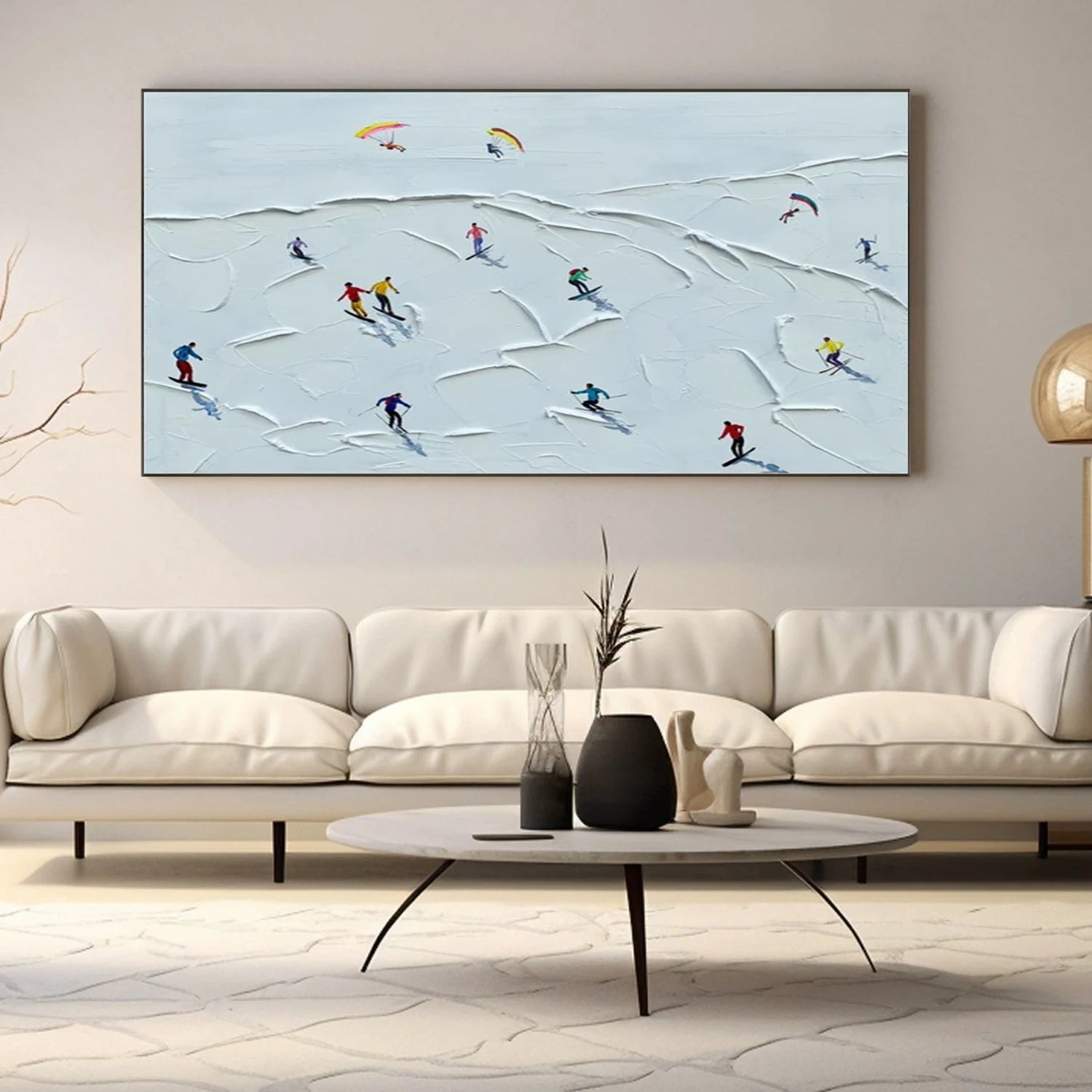 Skiing Sport Textured Wall Art #MS090