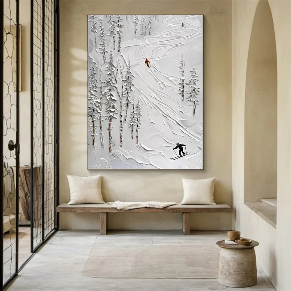 Skiing Sport Textured Wall Art #MS039