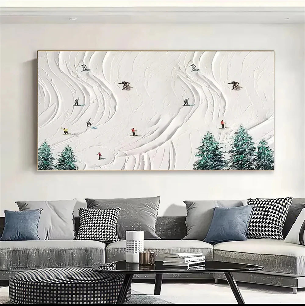 Skiing Sport Textured Wall Art #MS025