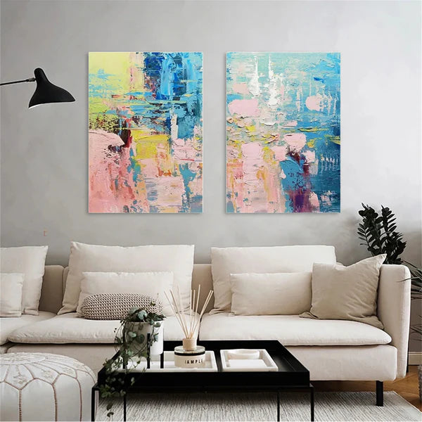 Colorful Abstract Painting Canvas Set of 2 #AP086