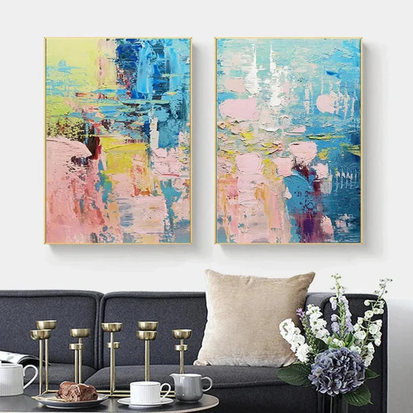 Colorful Abstract Painting Canvas Set of 2 #AP086