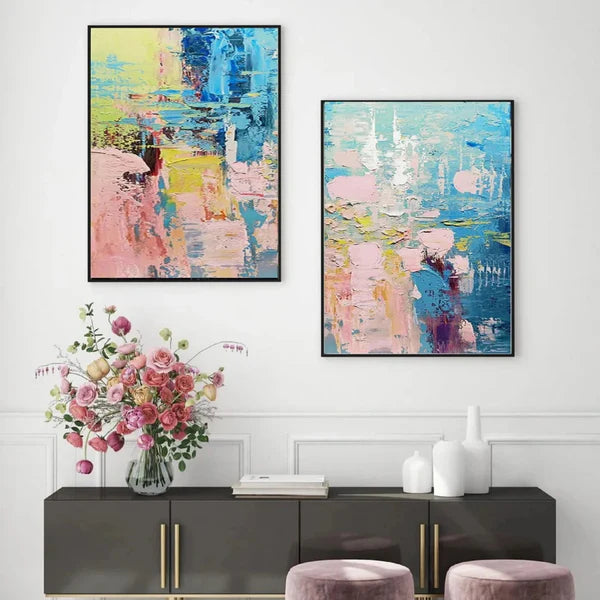 Colorful Abstract Painting Canvas Set of 2 #AP086