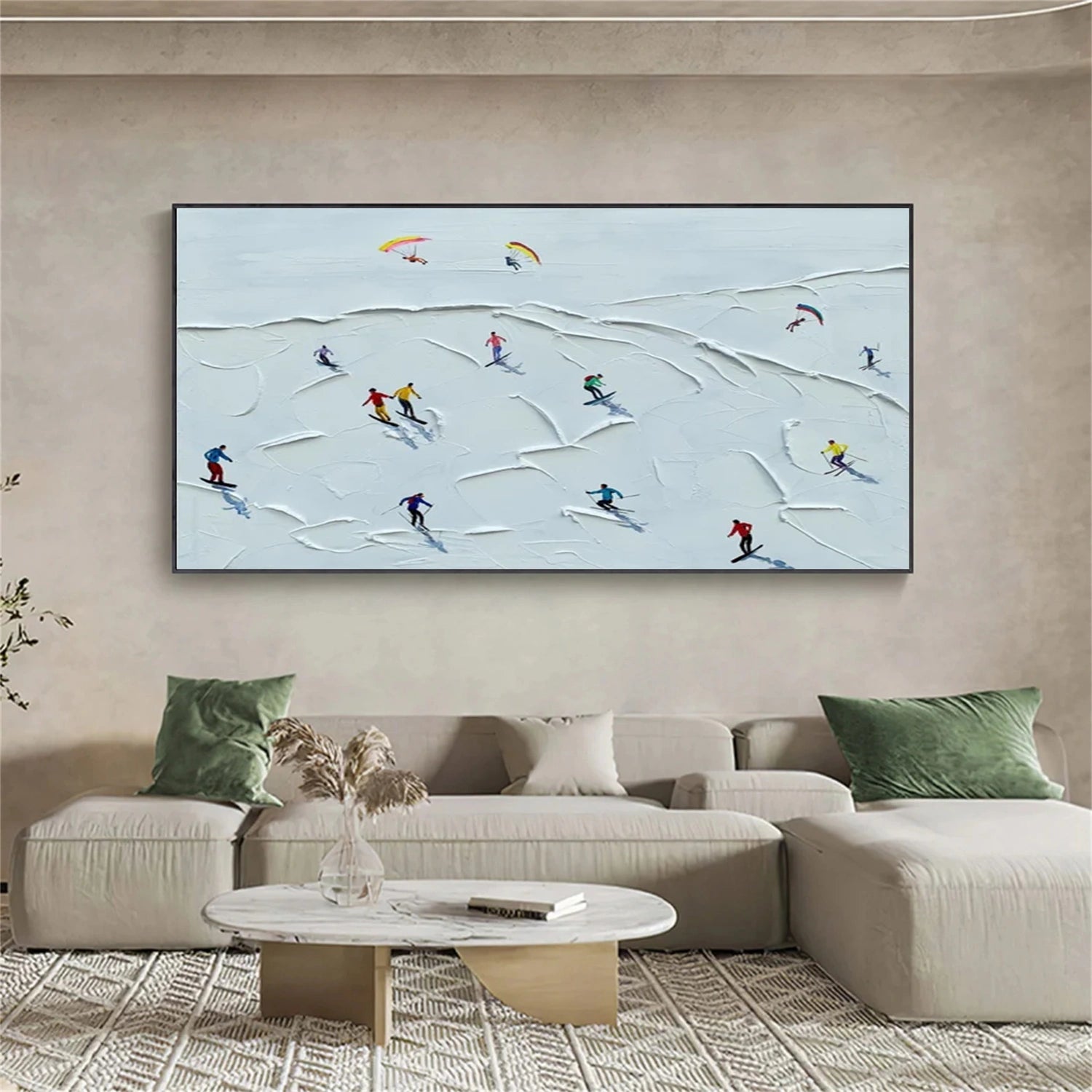 Skiing Sport Textured Wall Art #MS090