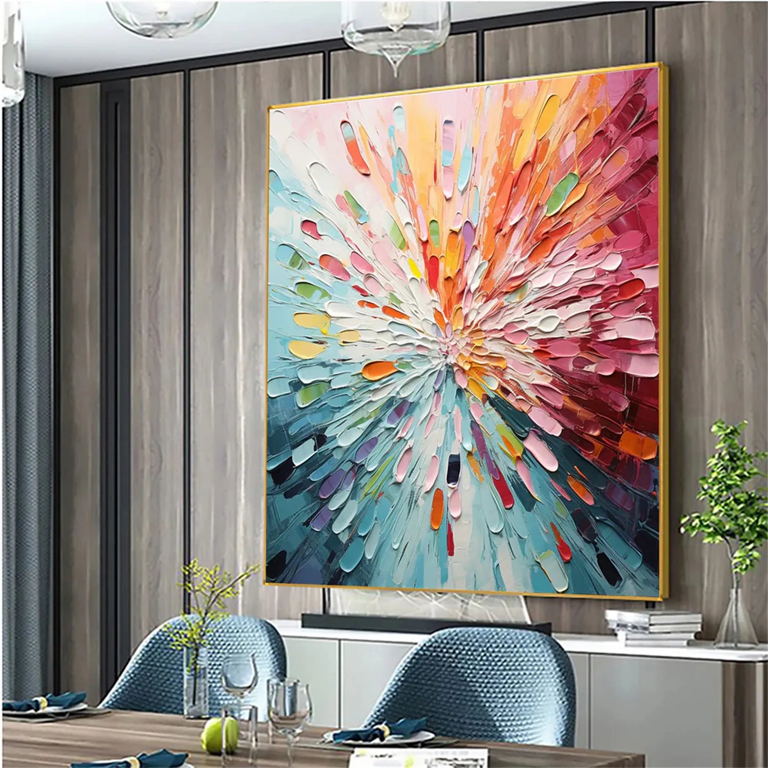 Colorful Abstract Textured Painting Canvas #AT040