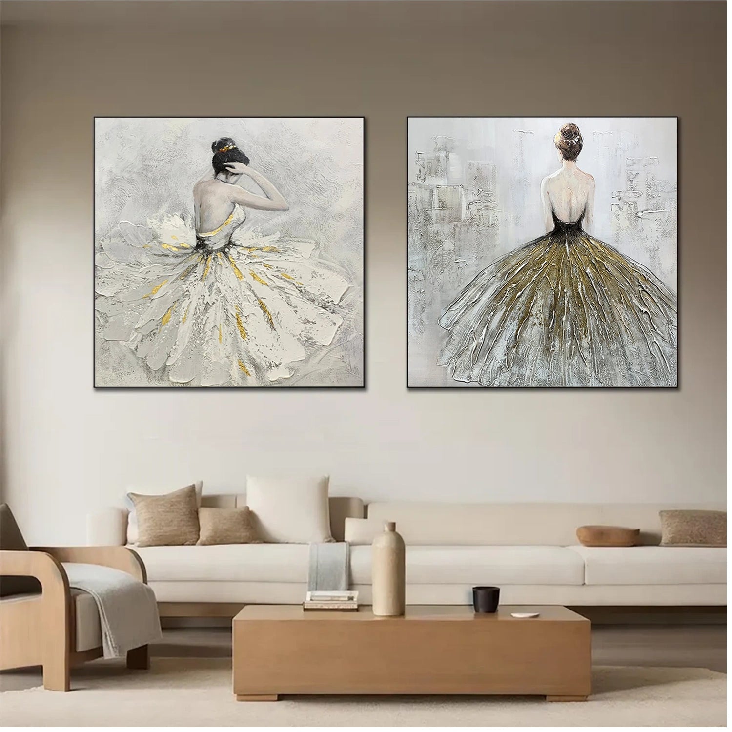 Abstract People Canvas Art Set of 2 #AE033