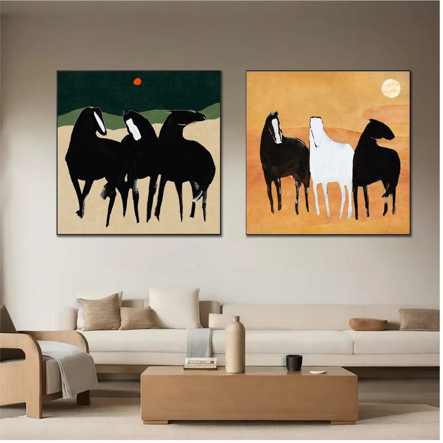 Abstract Animal Horse Wall Art Set of 2 #AC051
