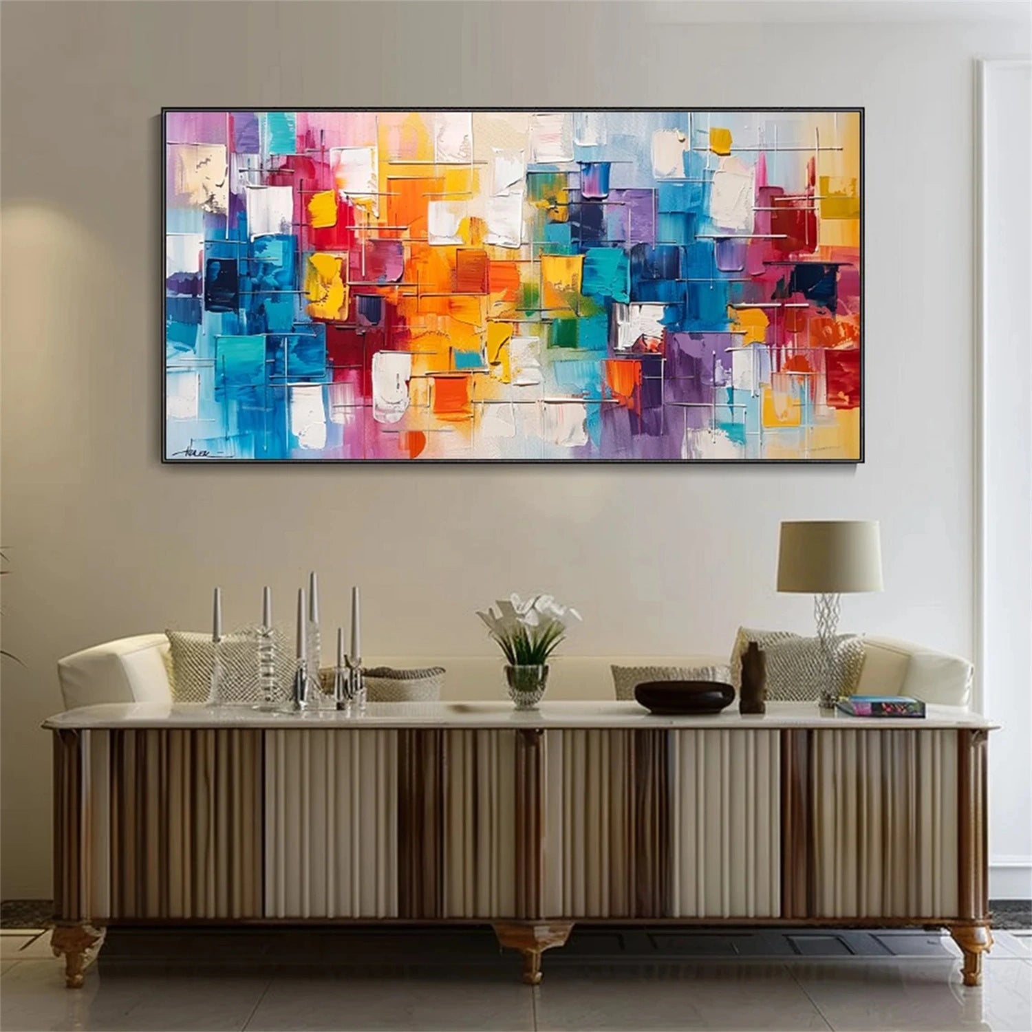 Colorful Abstract Textured Painting Canvas #AT080