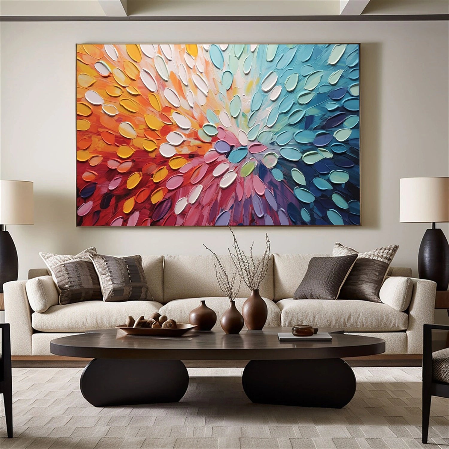 Colorful Abstract Textured Painting Canvas #AT070