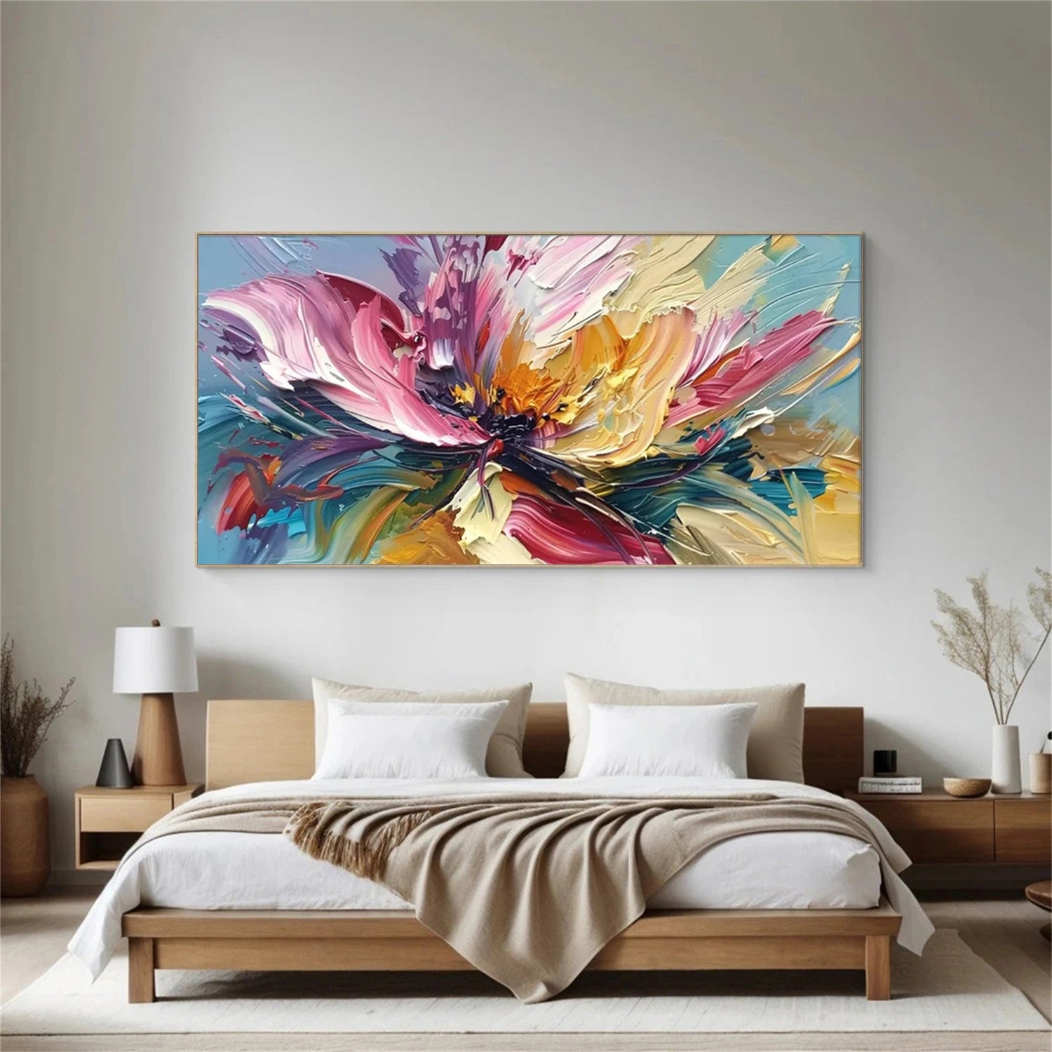 Colorful Flower Textured Painting Canvas #FP005