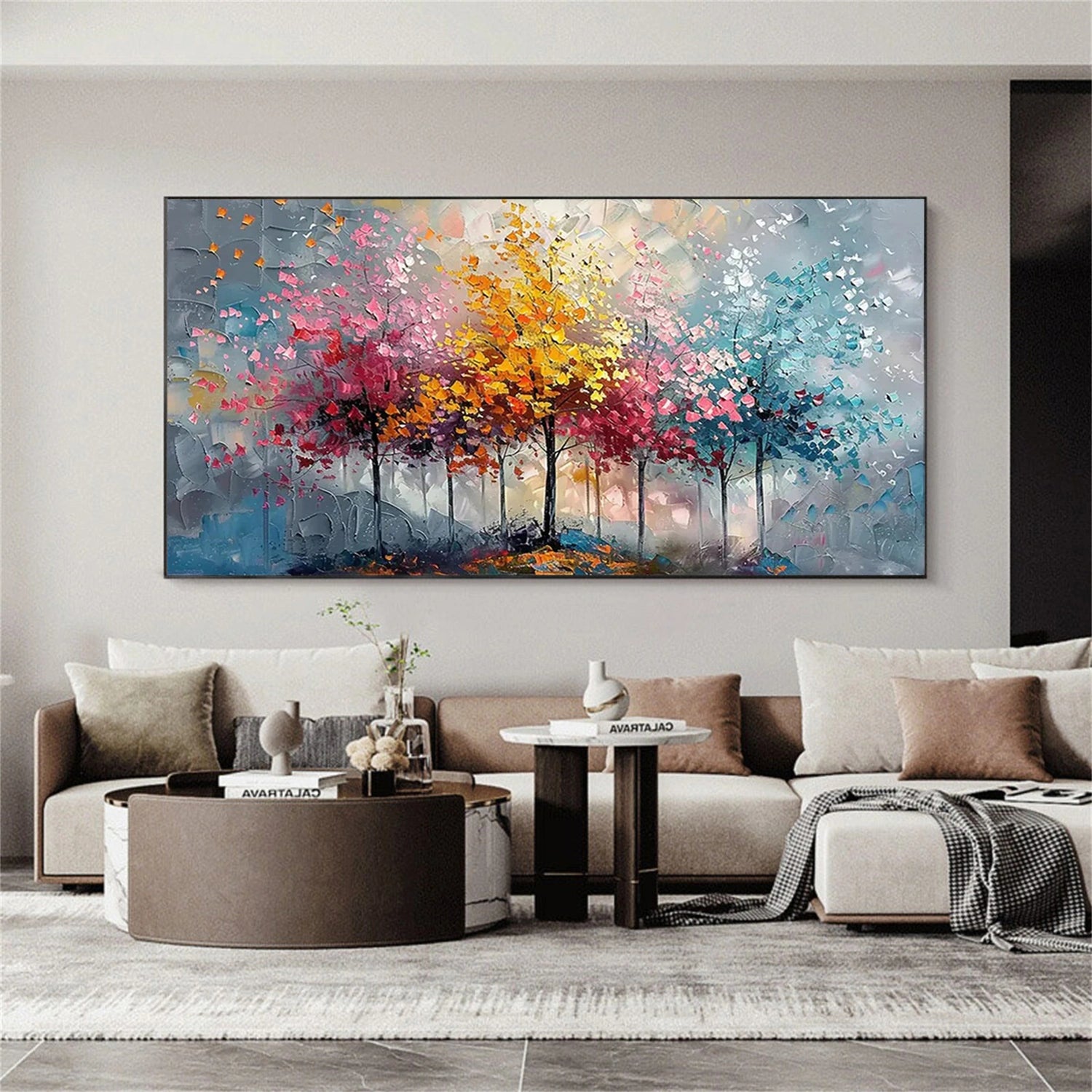 Colorful  Tree Textured Painting Canvas #TP010