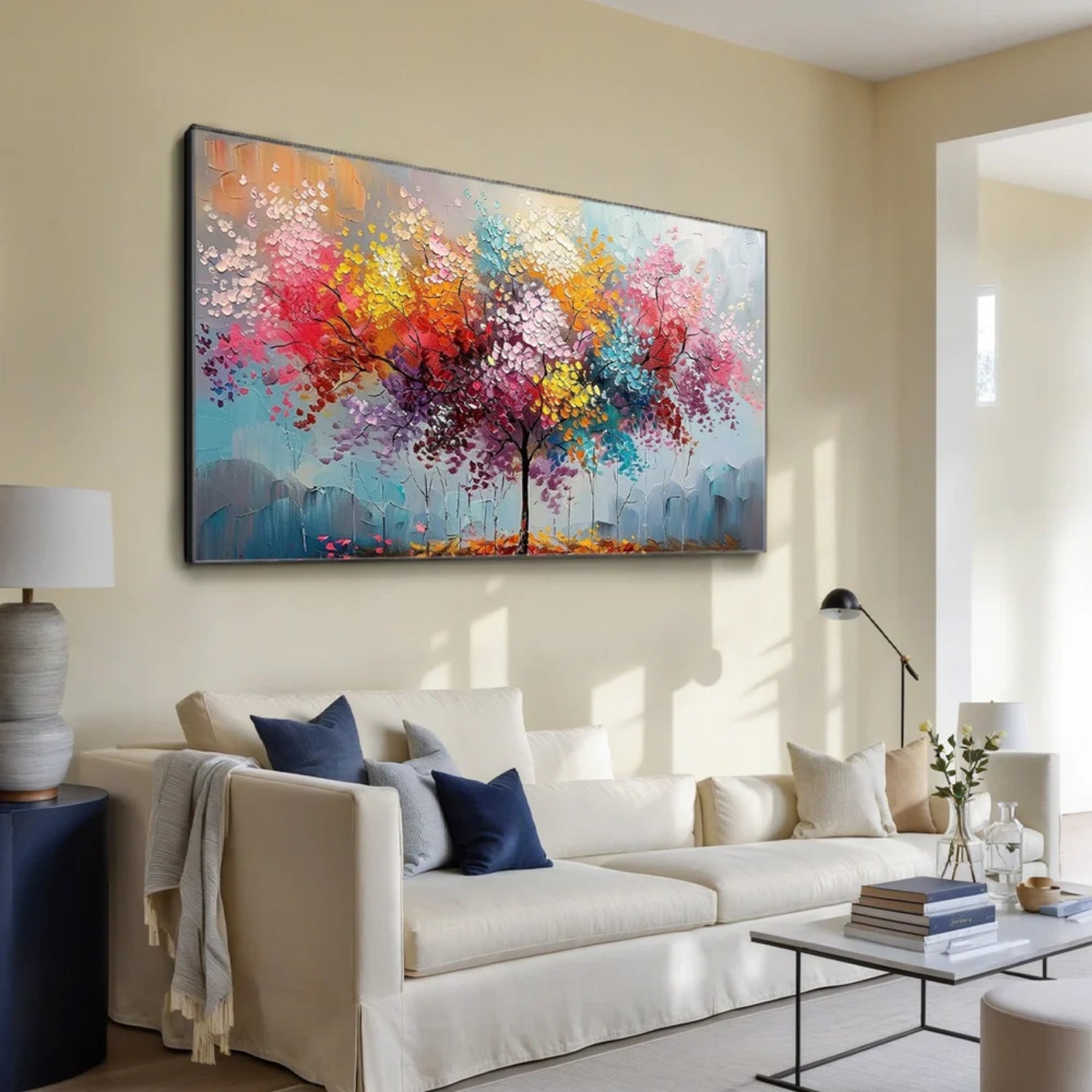 Colorful  Tree Textured Painting Canvas #TP022
