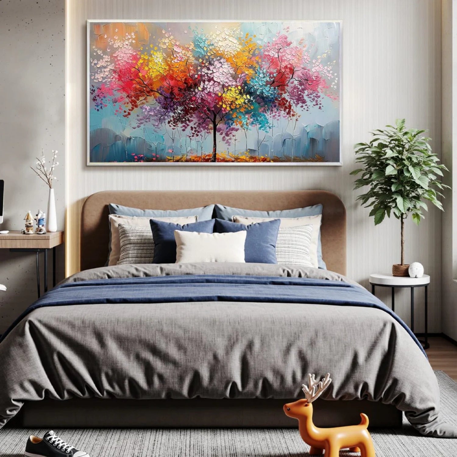 Colorful  Tree Textured Painting Canvas #TP022