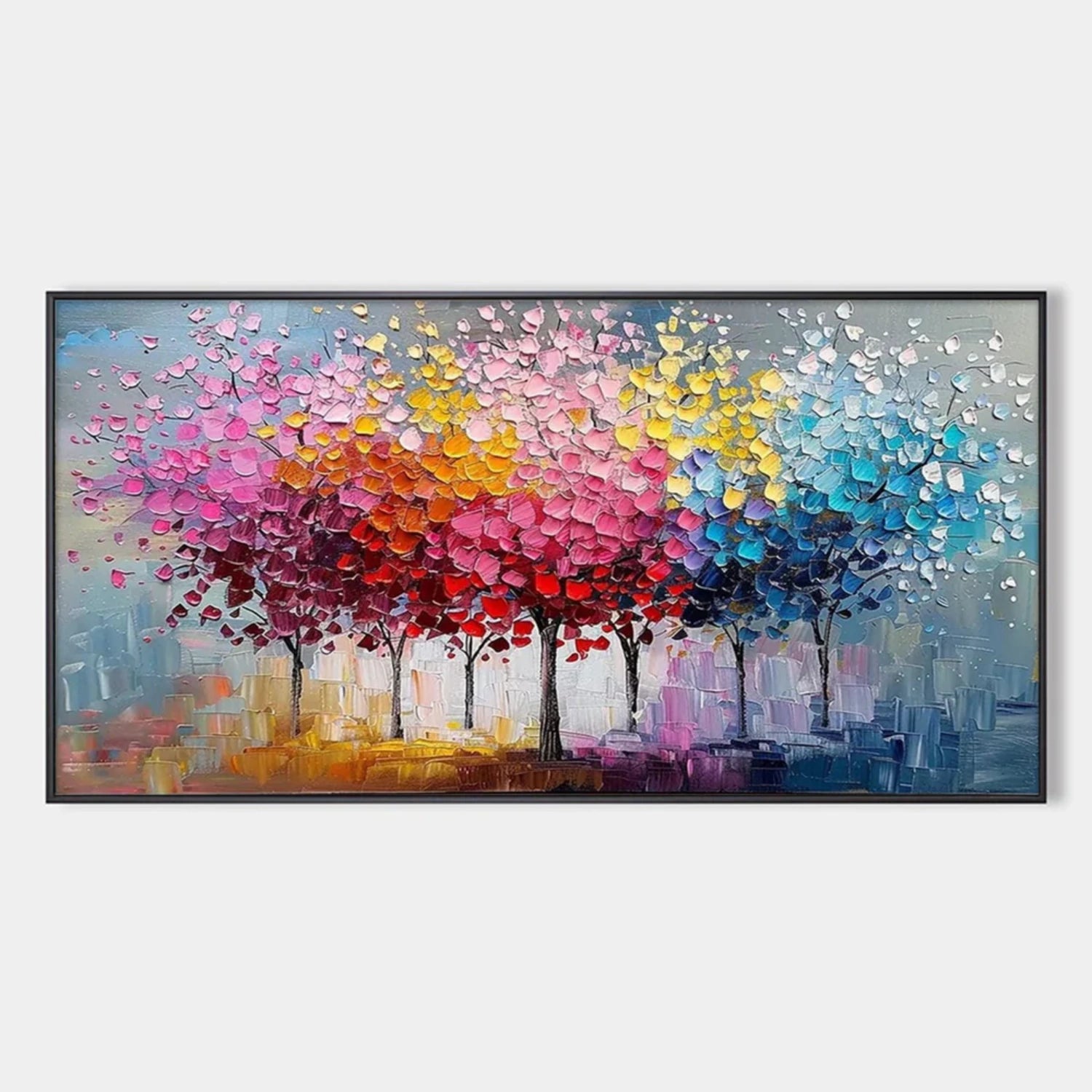 Colorful  Tree Textured Painting Canvas #TP020