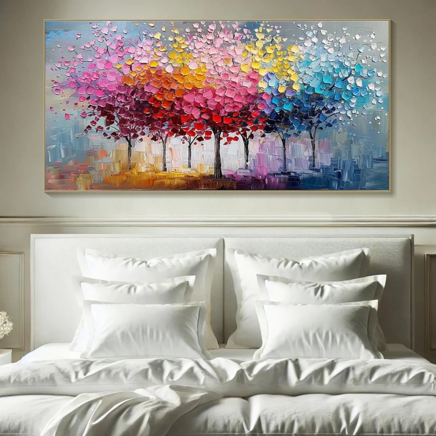 Colorful  Tree Textured Painting Canvas #TP020