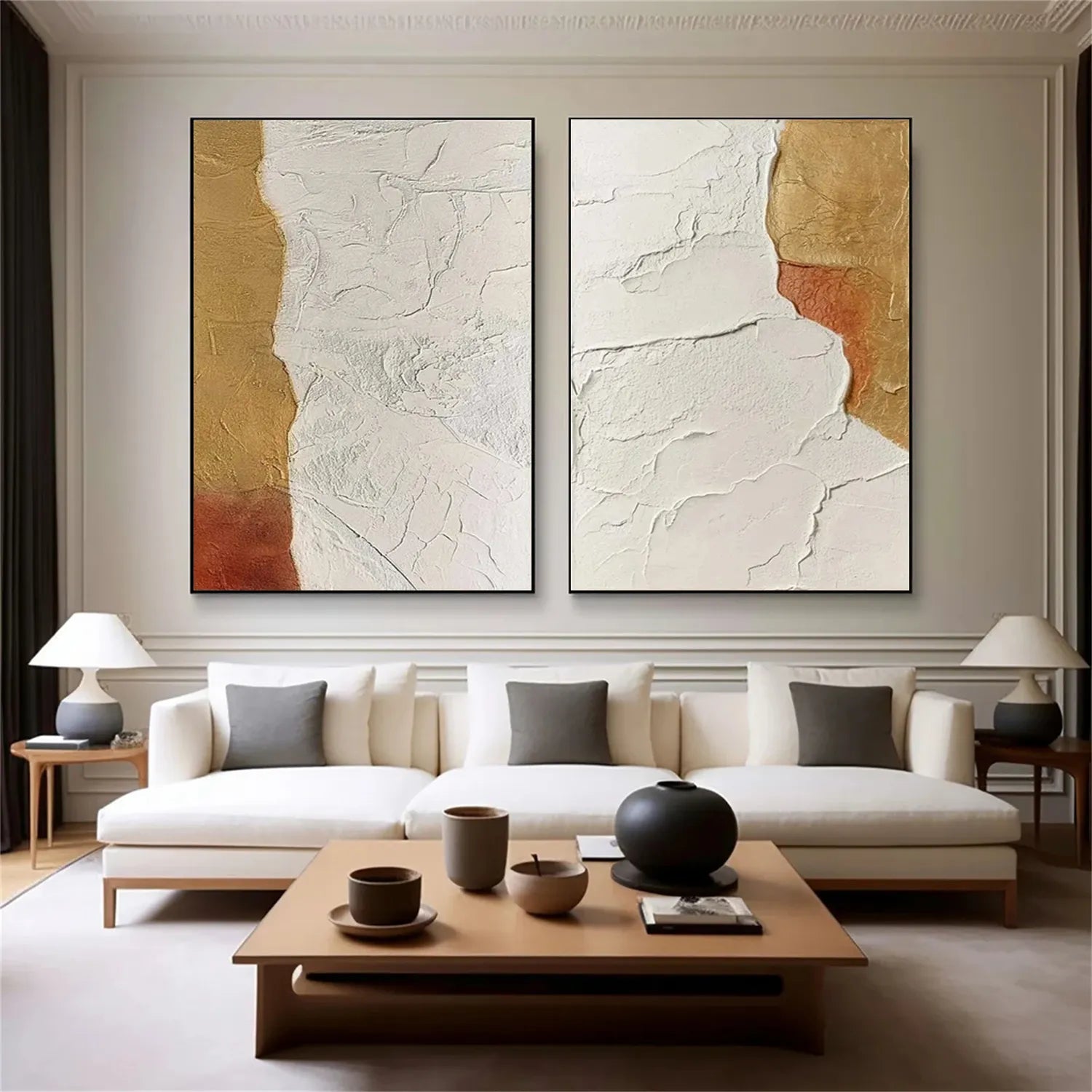 Minimalist Textured Painting Canvas Set of 2 #MT010