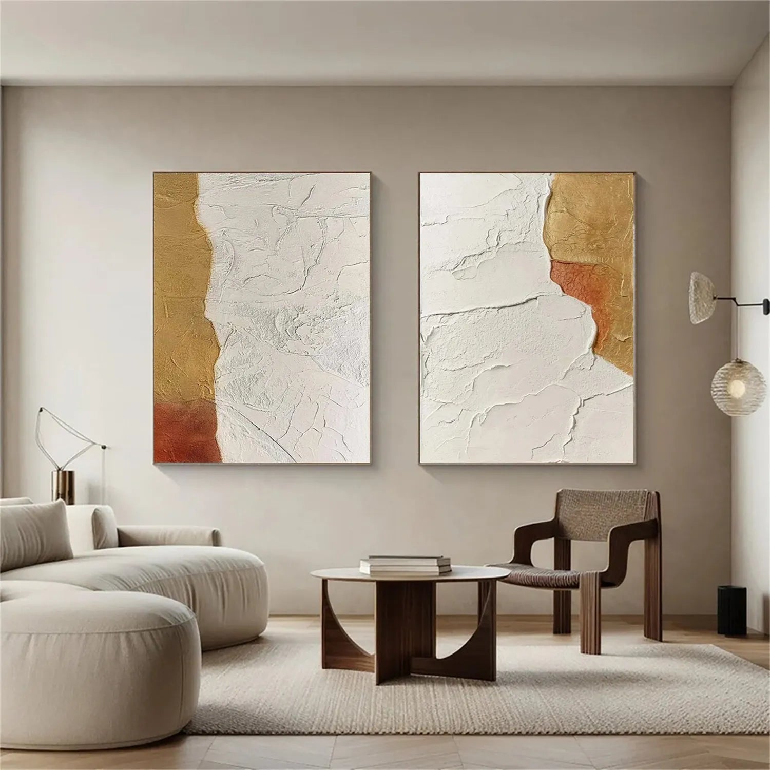 Minimalist Textured Painting Canvas Set of 2 #MT010