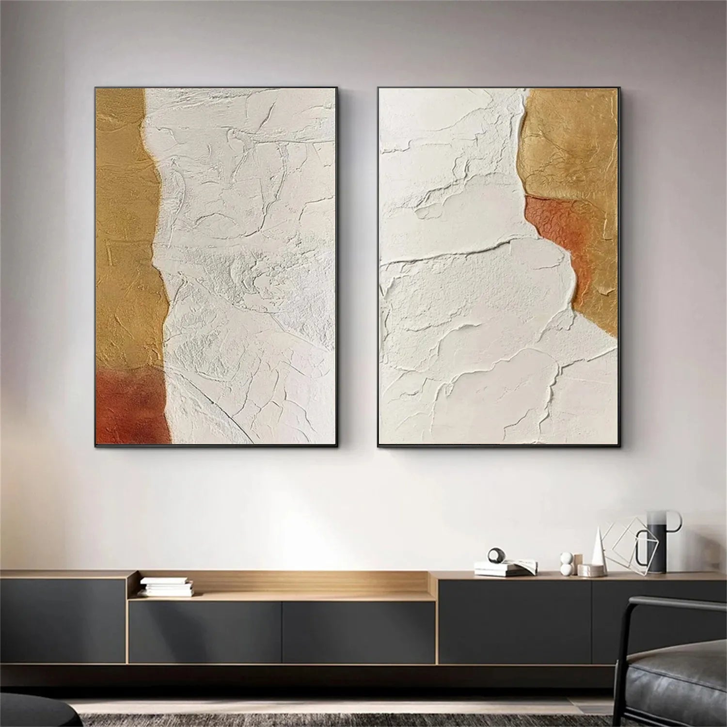 Minimalist Textured Painting Canvas Set of 2 #MT010