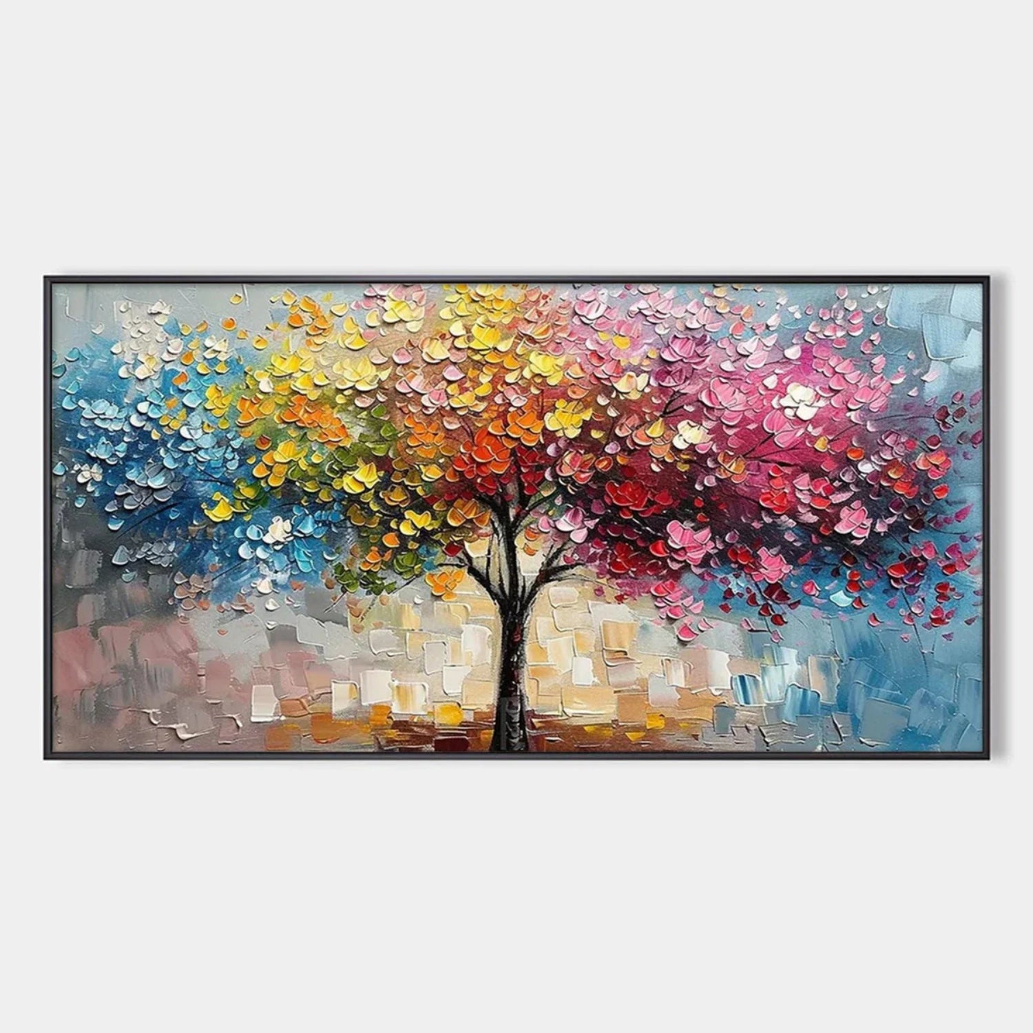 Colorful  Tree Textured Painting Canvas #TP021
